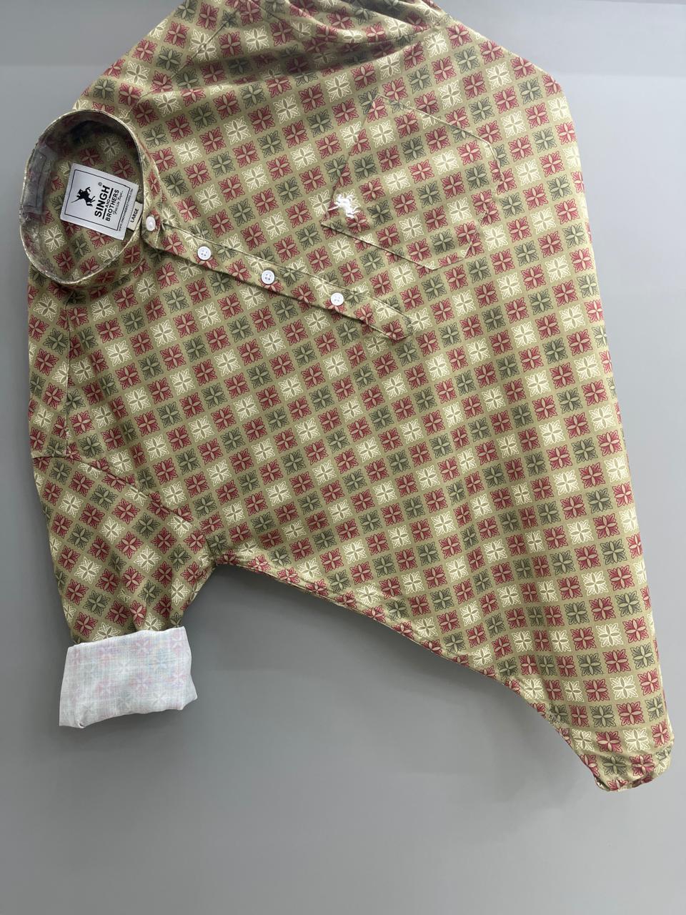 Green Printed Short Kurta