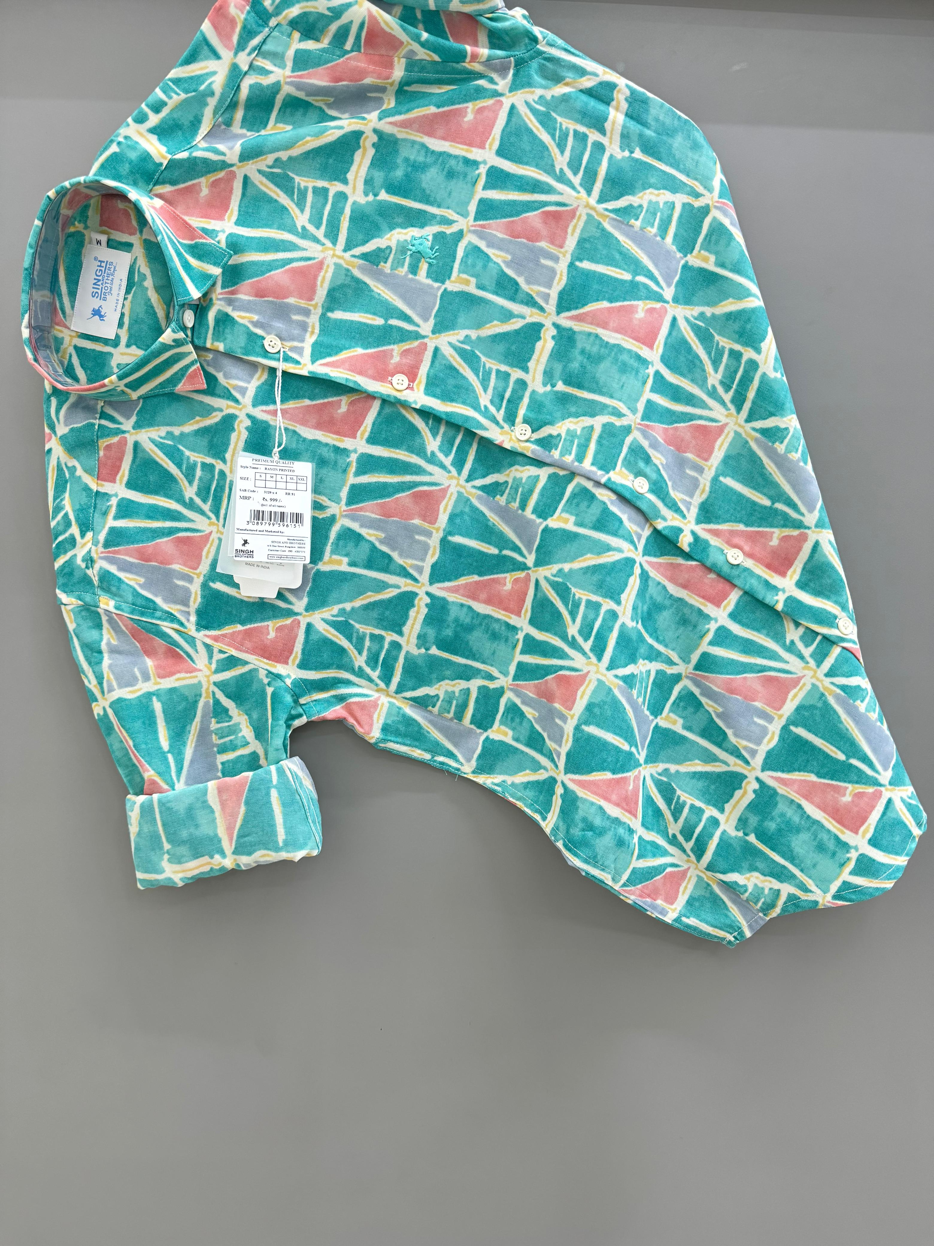 Rayon Mint Green printed