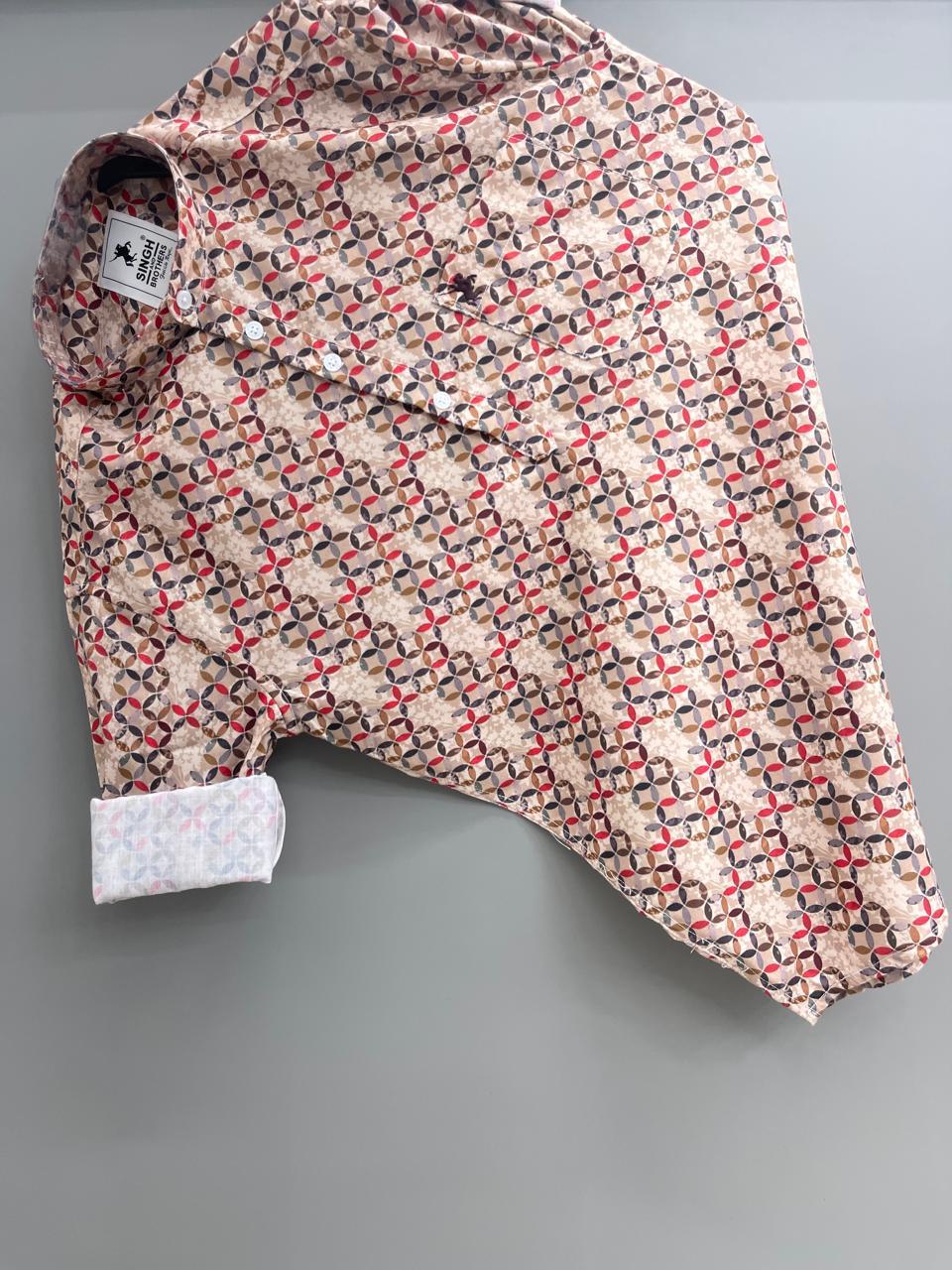 Cream Printed Short Kurta