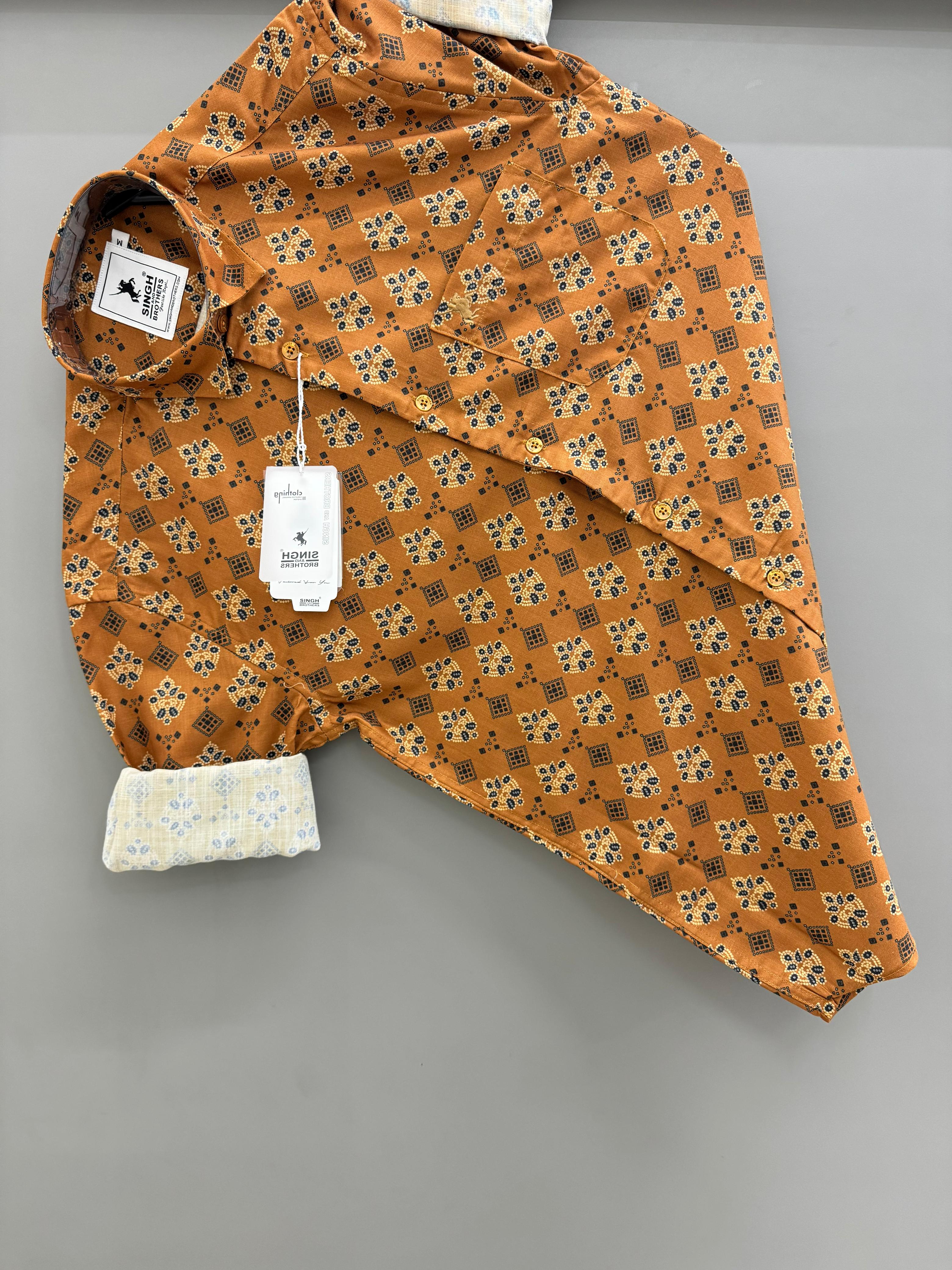 Brown Flower Printed