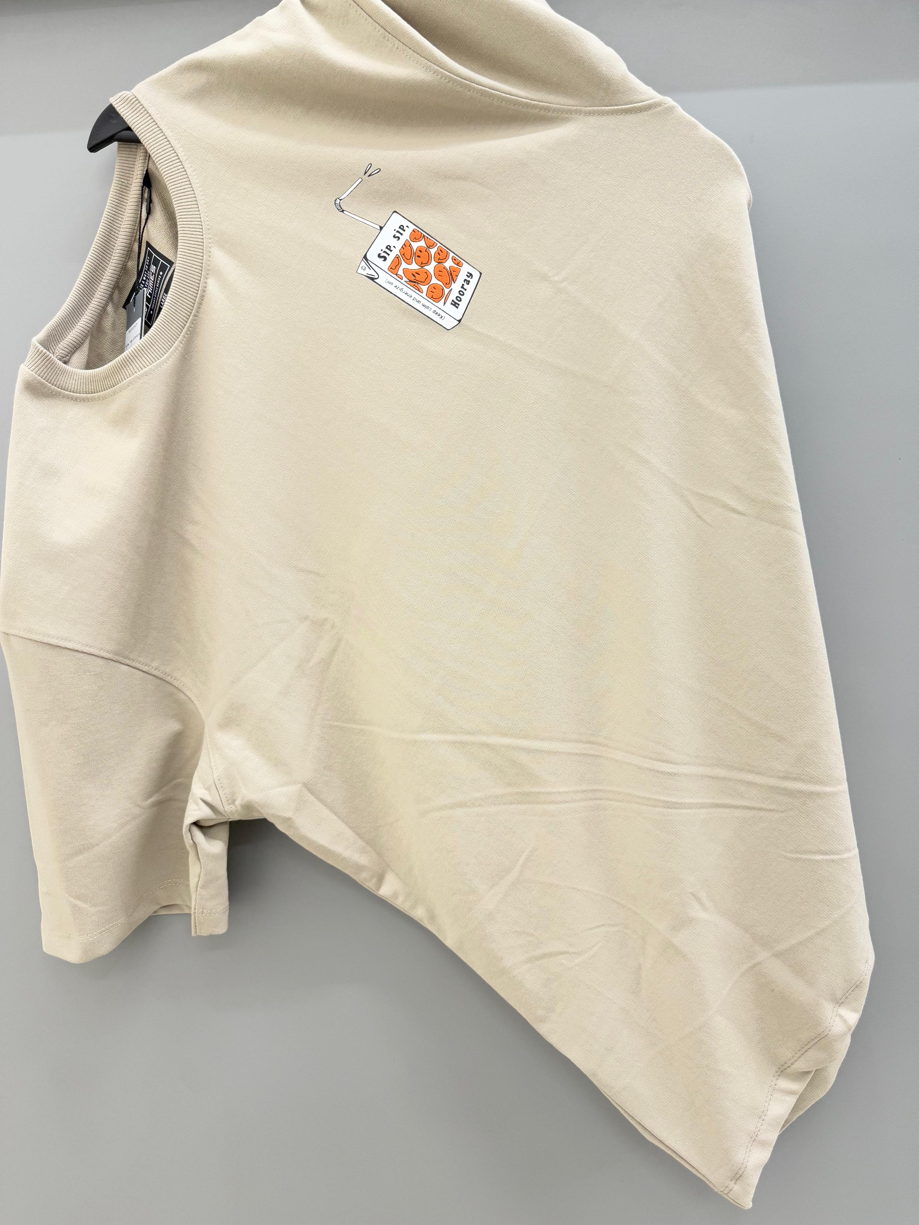 Drop Sholder cream Printed T-shirts