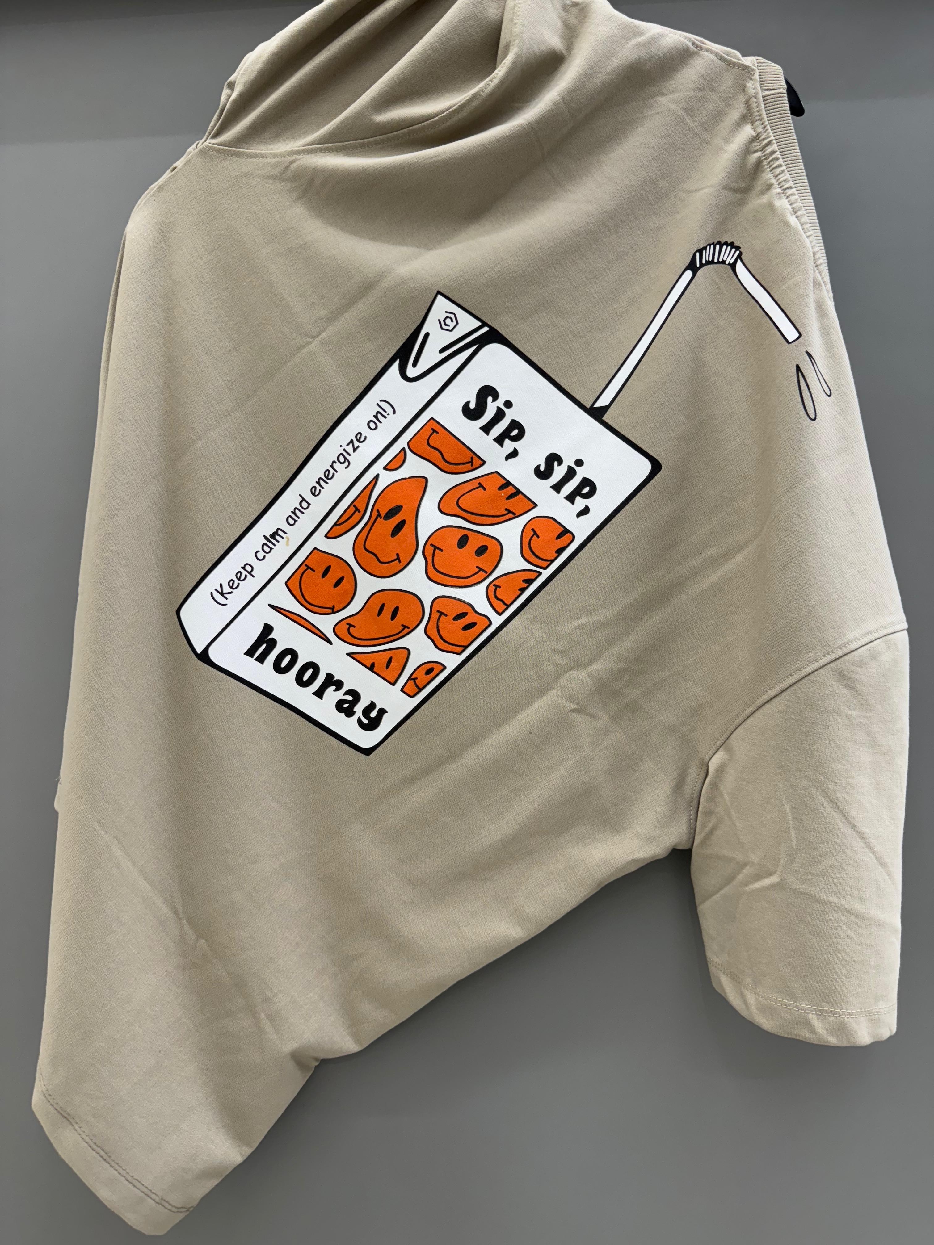 Drop Sholder cream Printed T-shirts