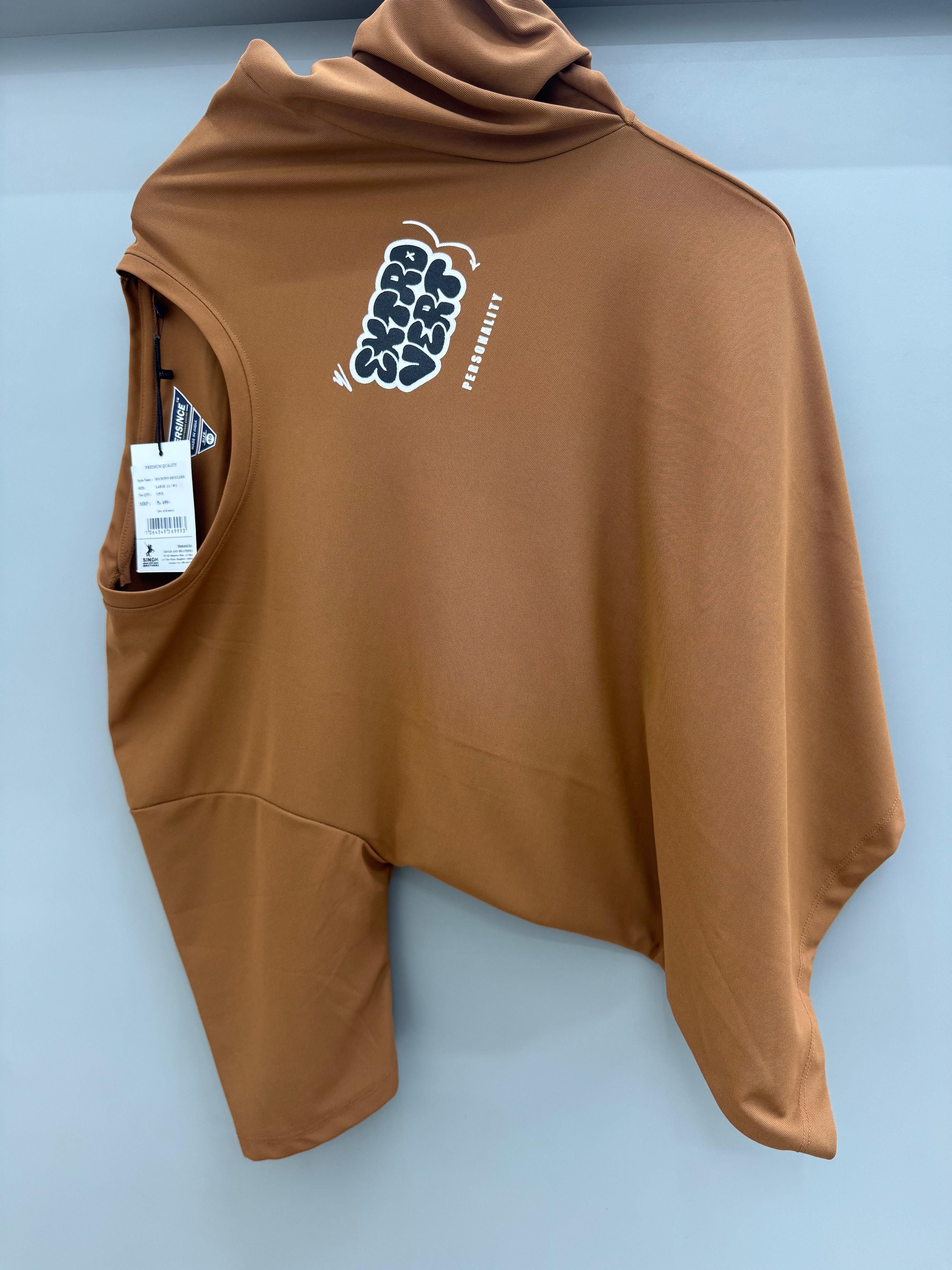 Drop Sholder brown Printed T-shirts