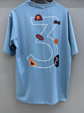 Drop Sholder blue Printed T-shirts