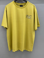 Drop Sholder yellow Printed T-shirts