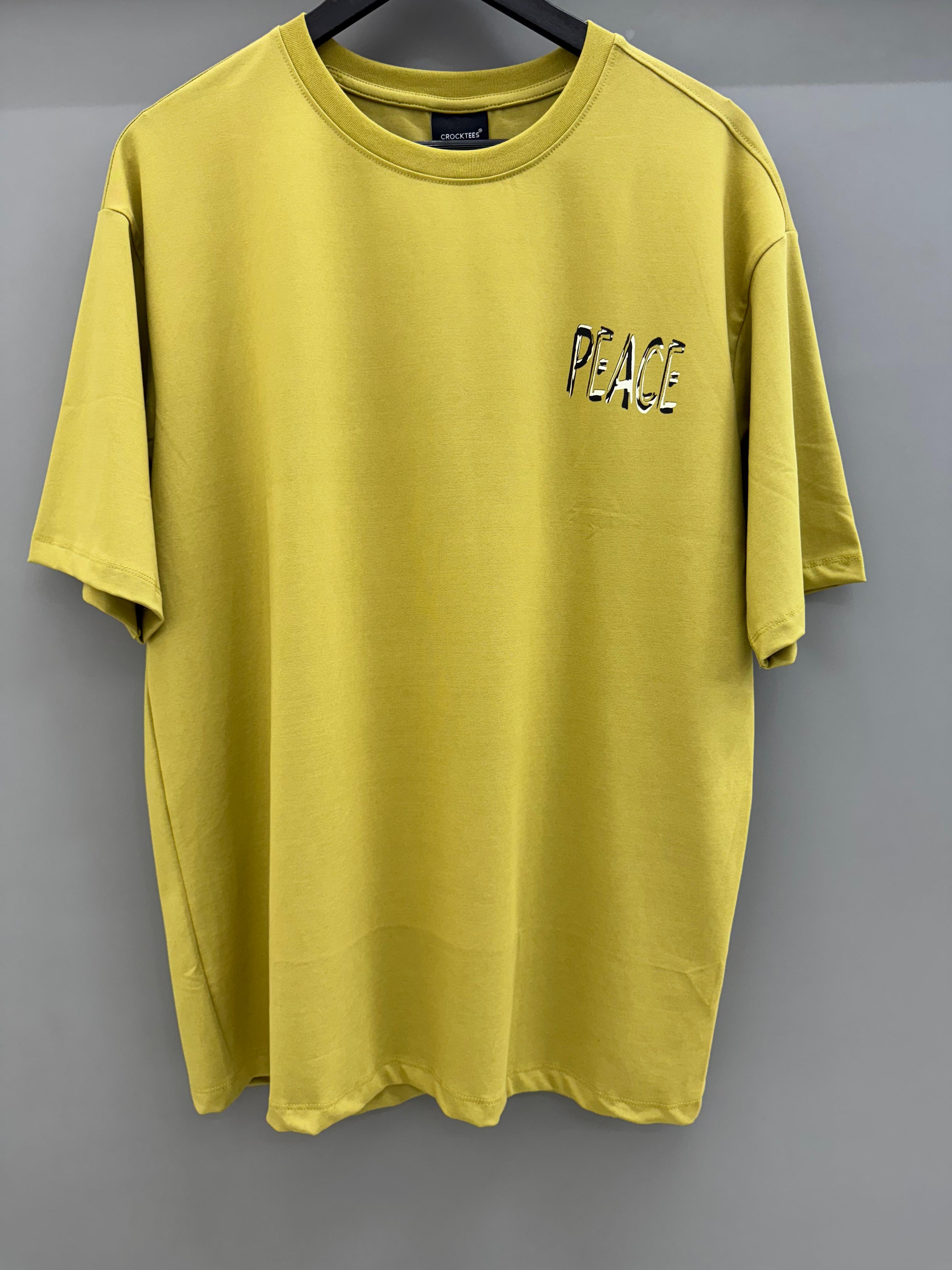 Drop Sholder yellow Printed T-shirts