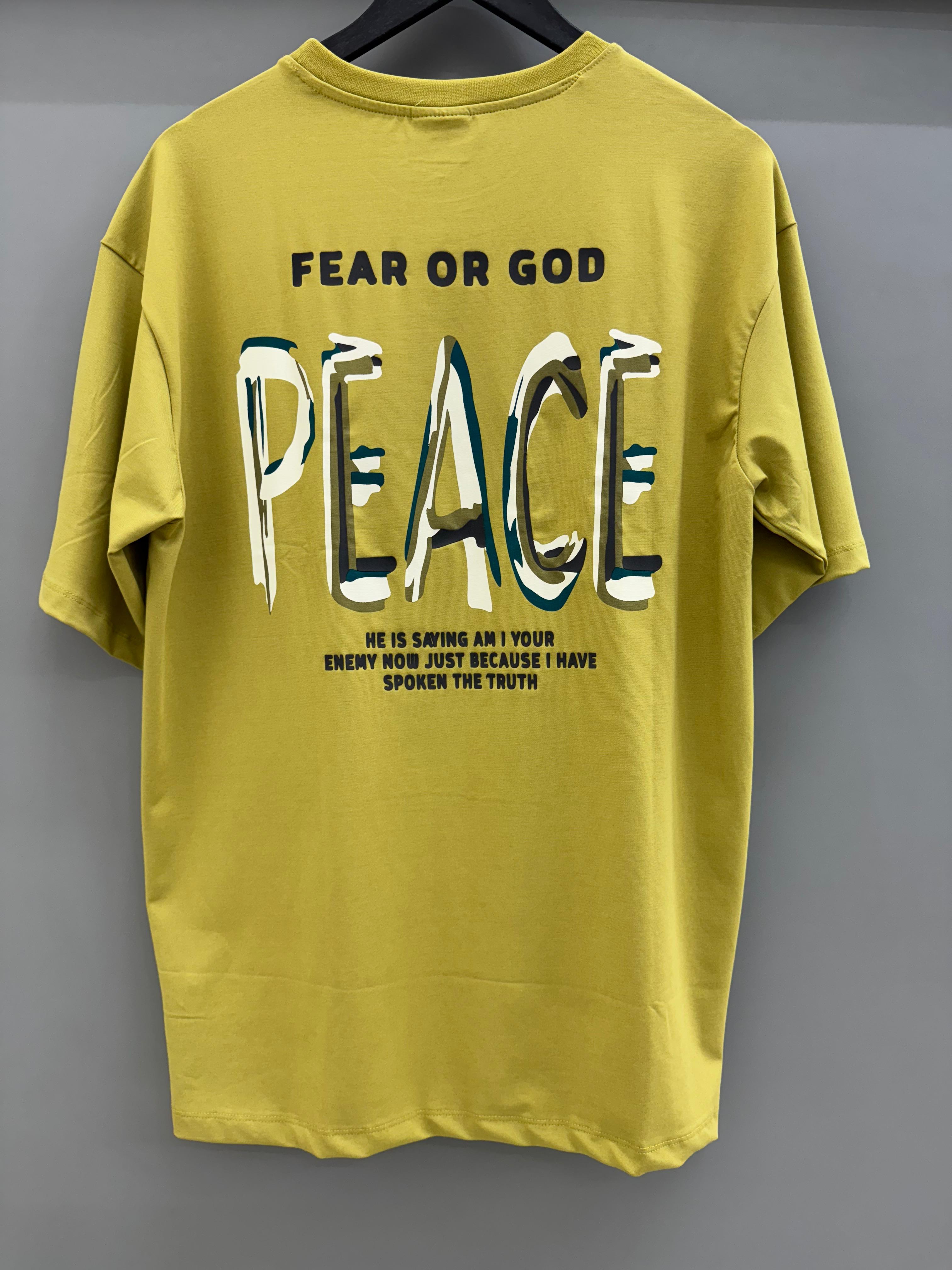 Drop Sholder yellow Printed T-shirts