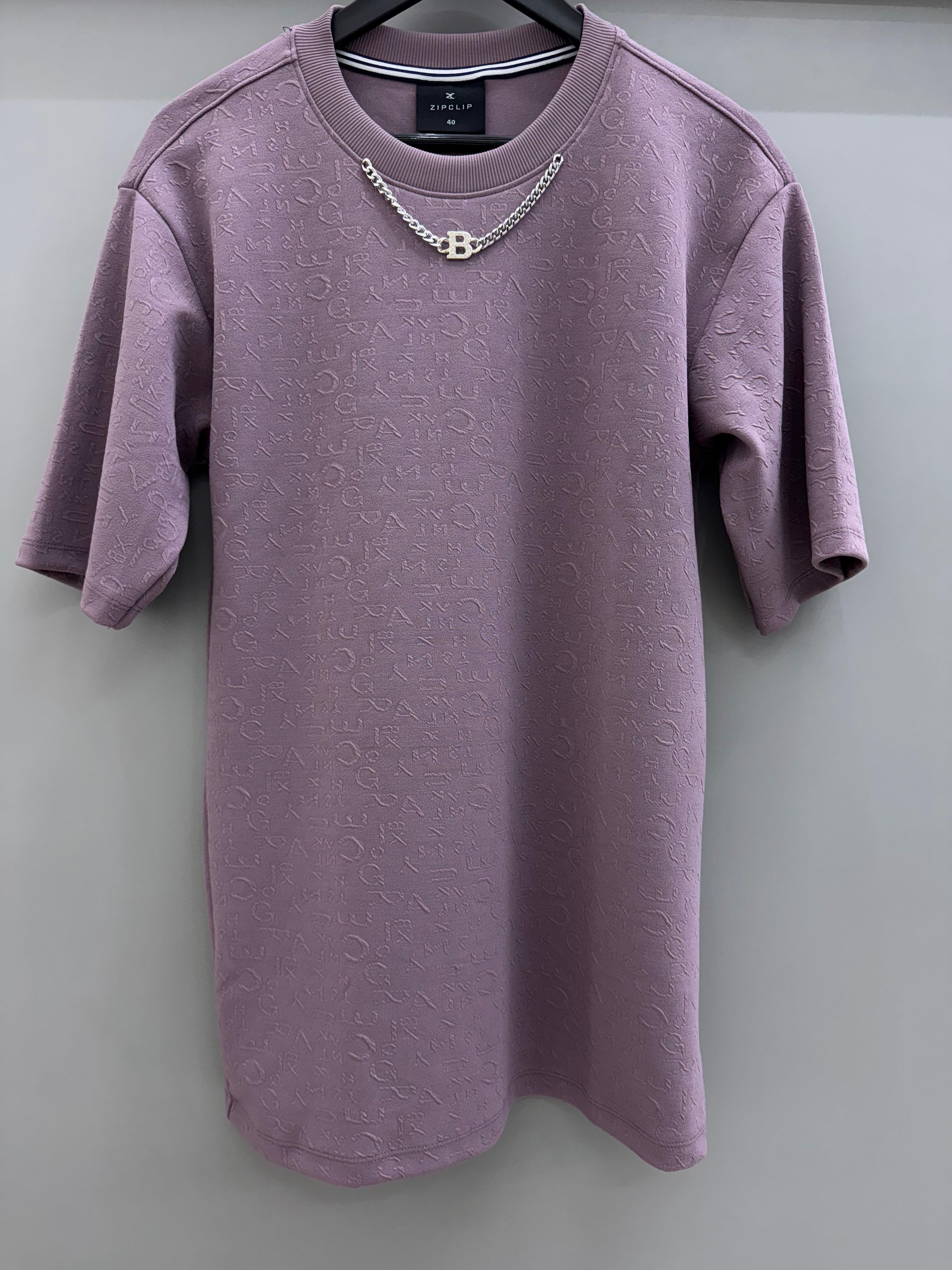 Round Neck Jacquard purple T-shirts