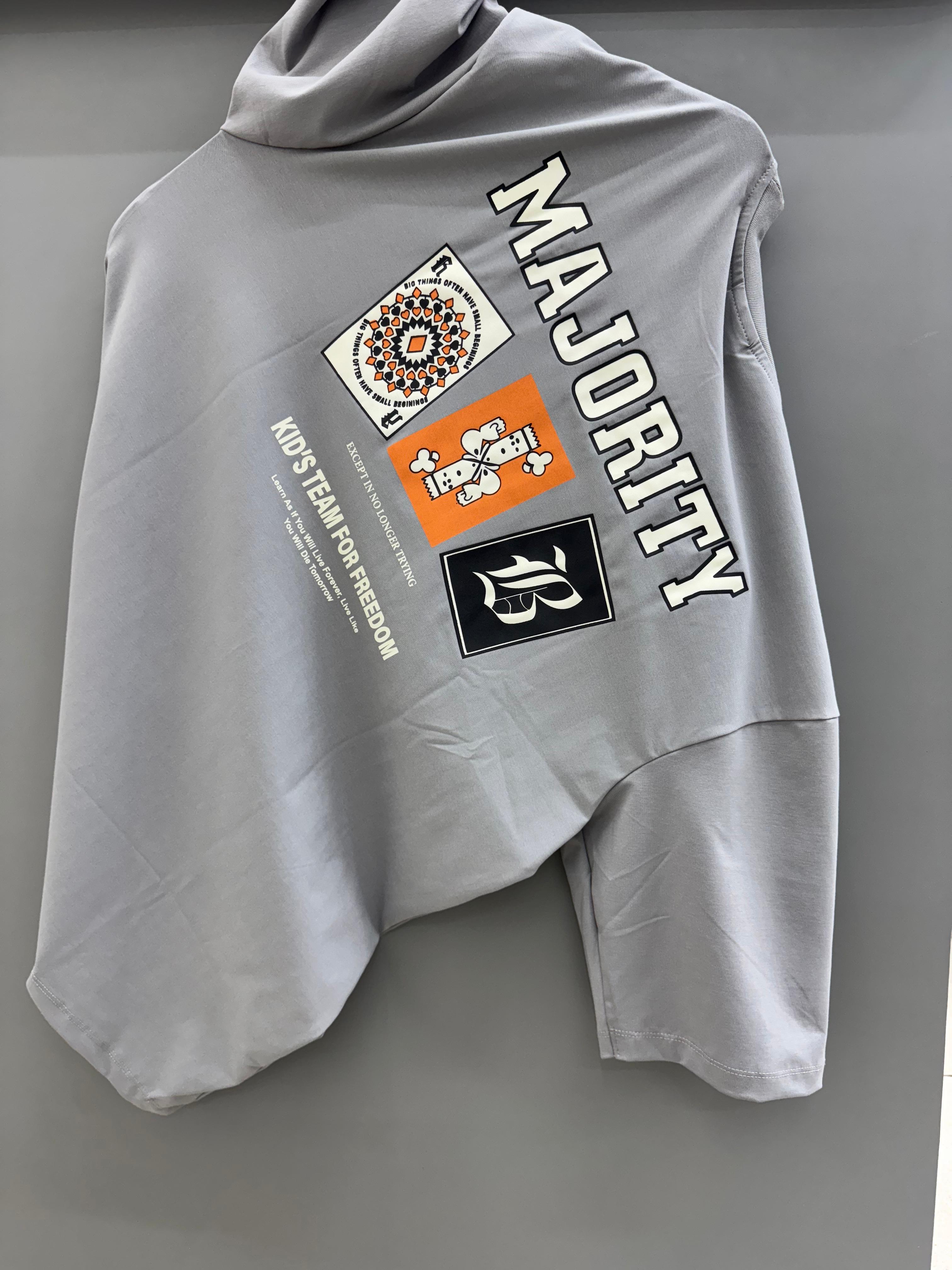 Drop Sholder light grey Printed T-shirts