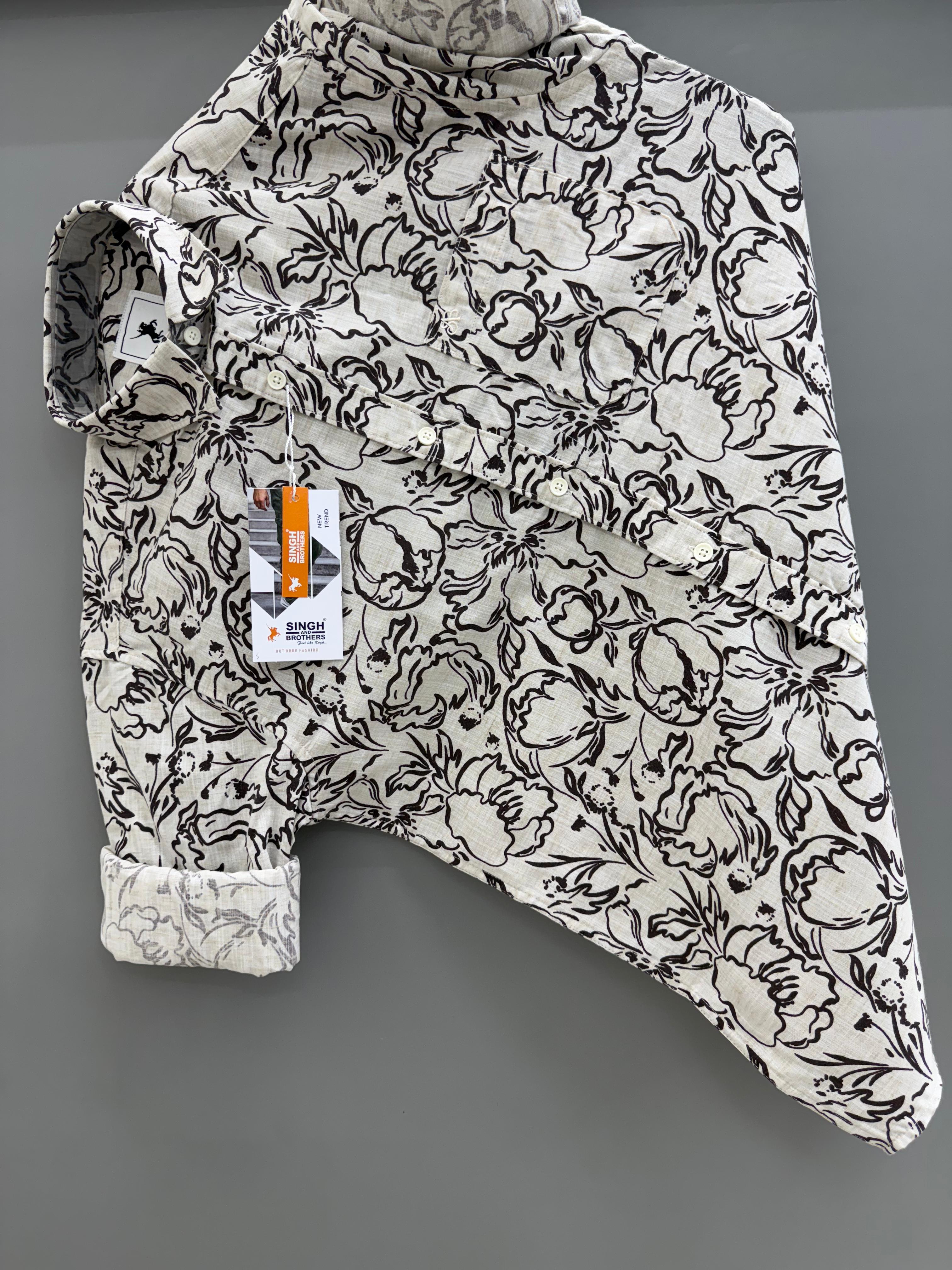Linen maroon Printed