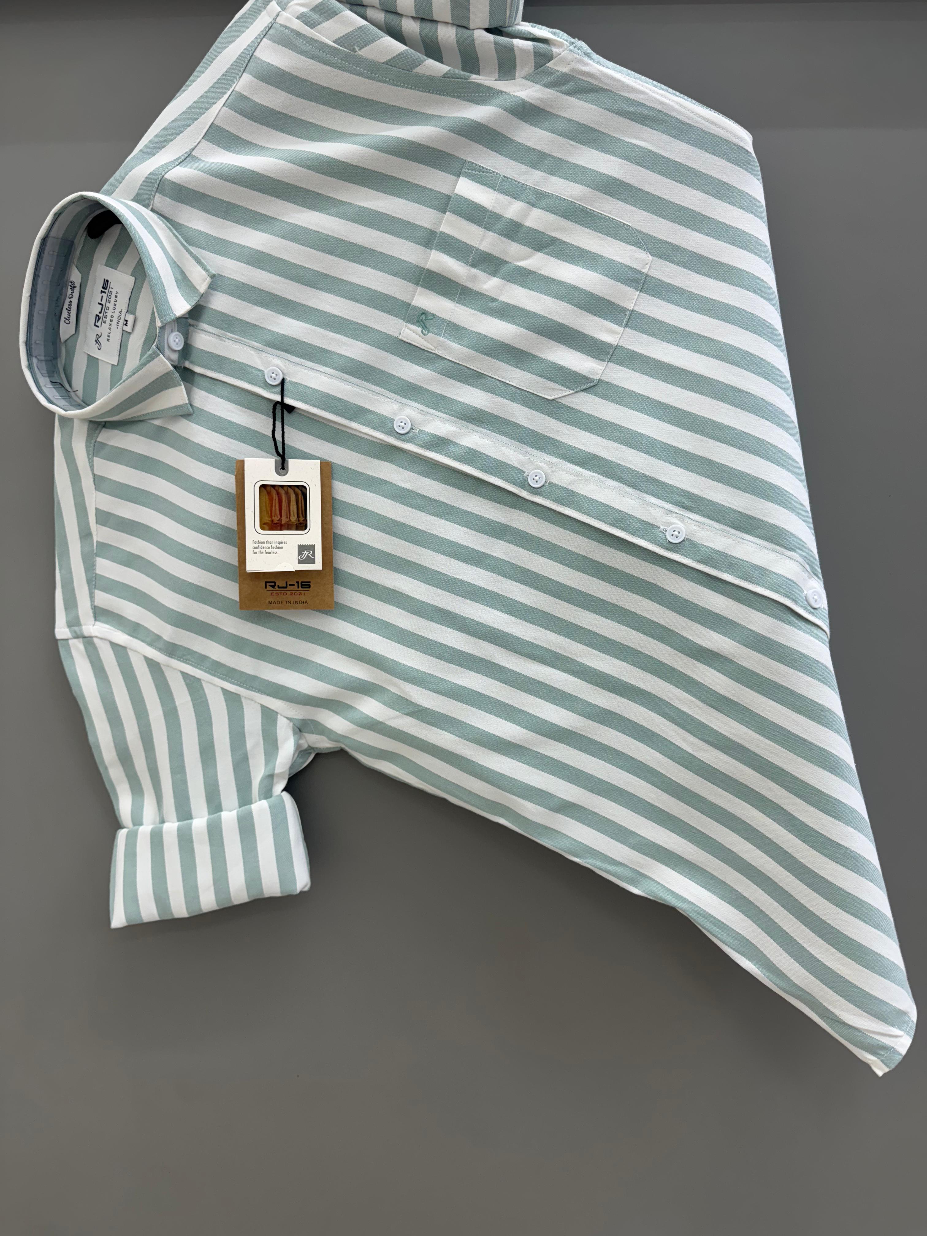light green and white strip Shirt