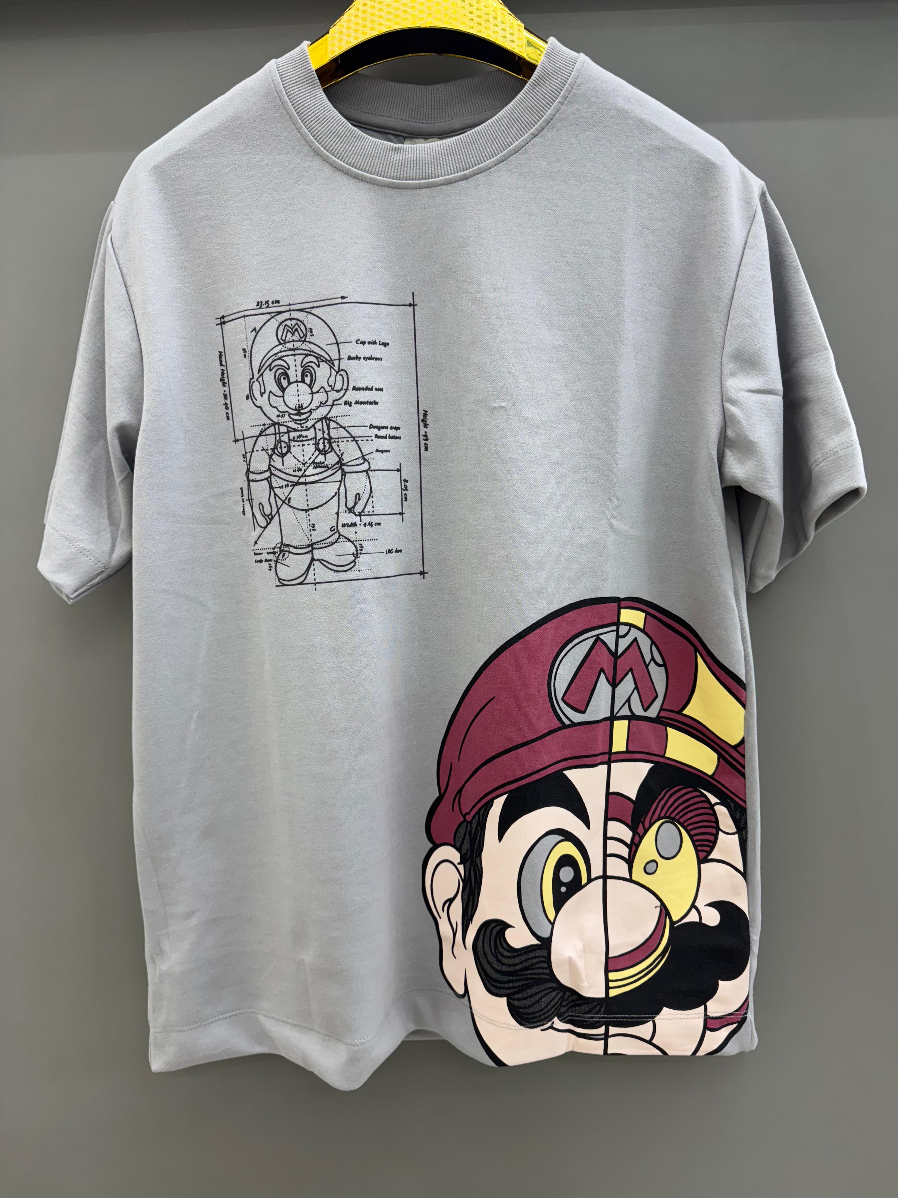 Drop Sholder Grey Printed T-shirts