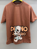 Drop Sholder Brown Printed T-shirts