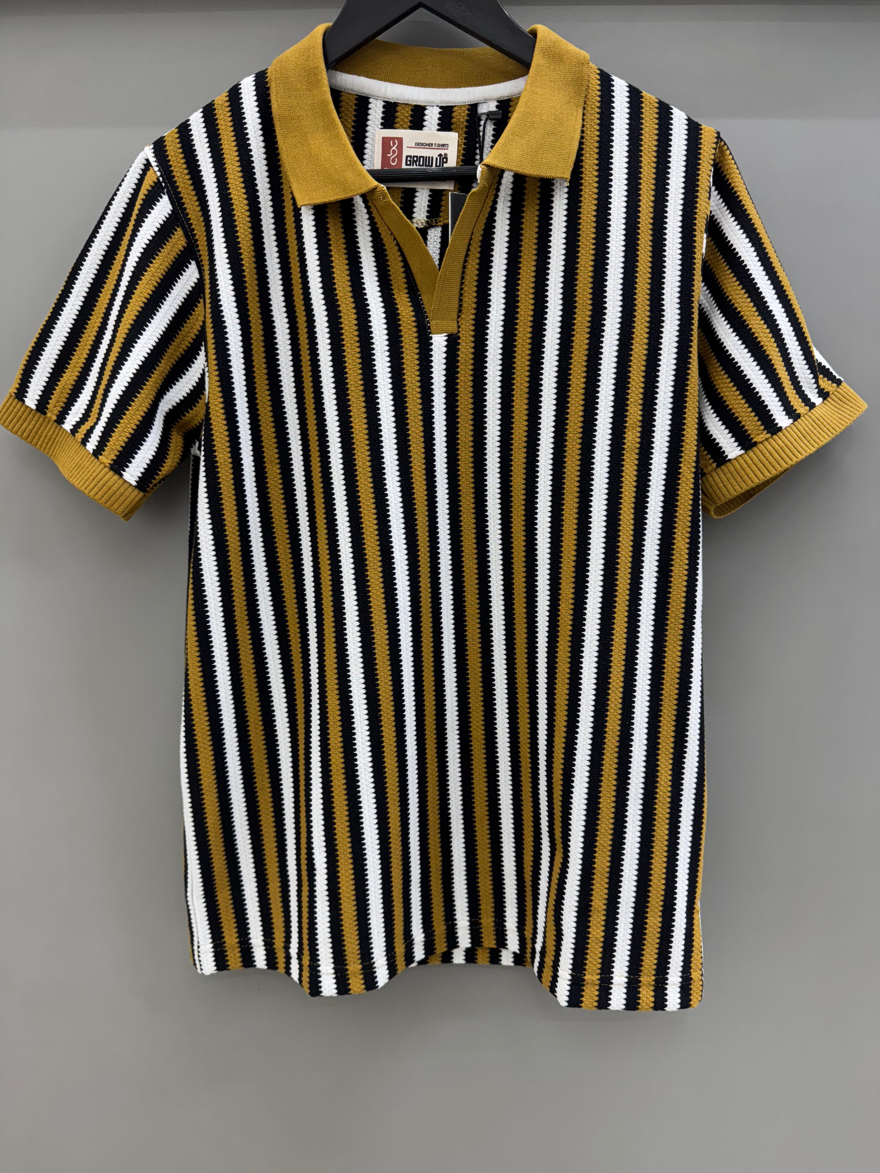 yellow strip collar  H/S  T-shirts