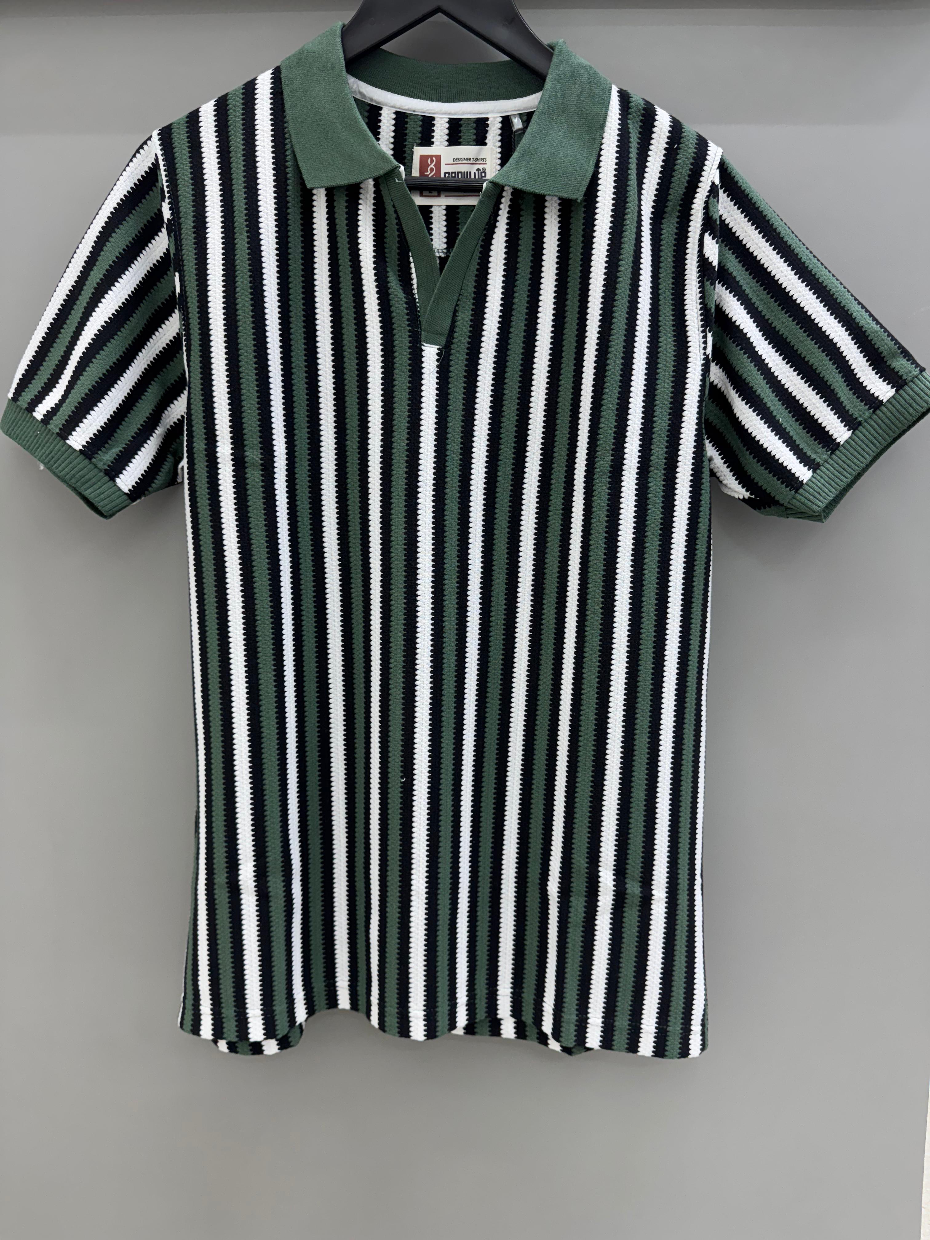 green strip collar  H/S  T-shirts