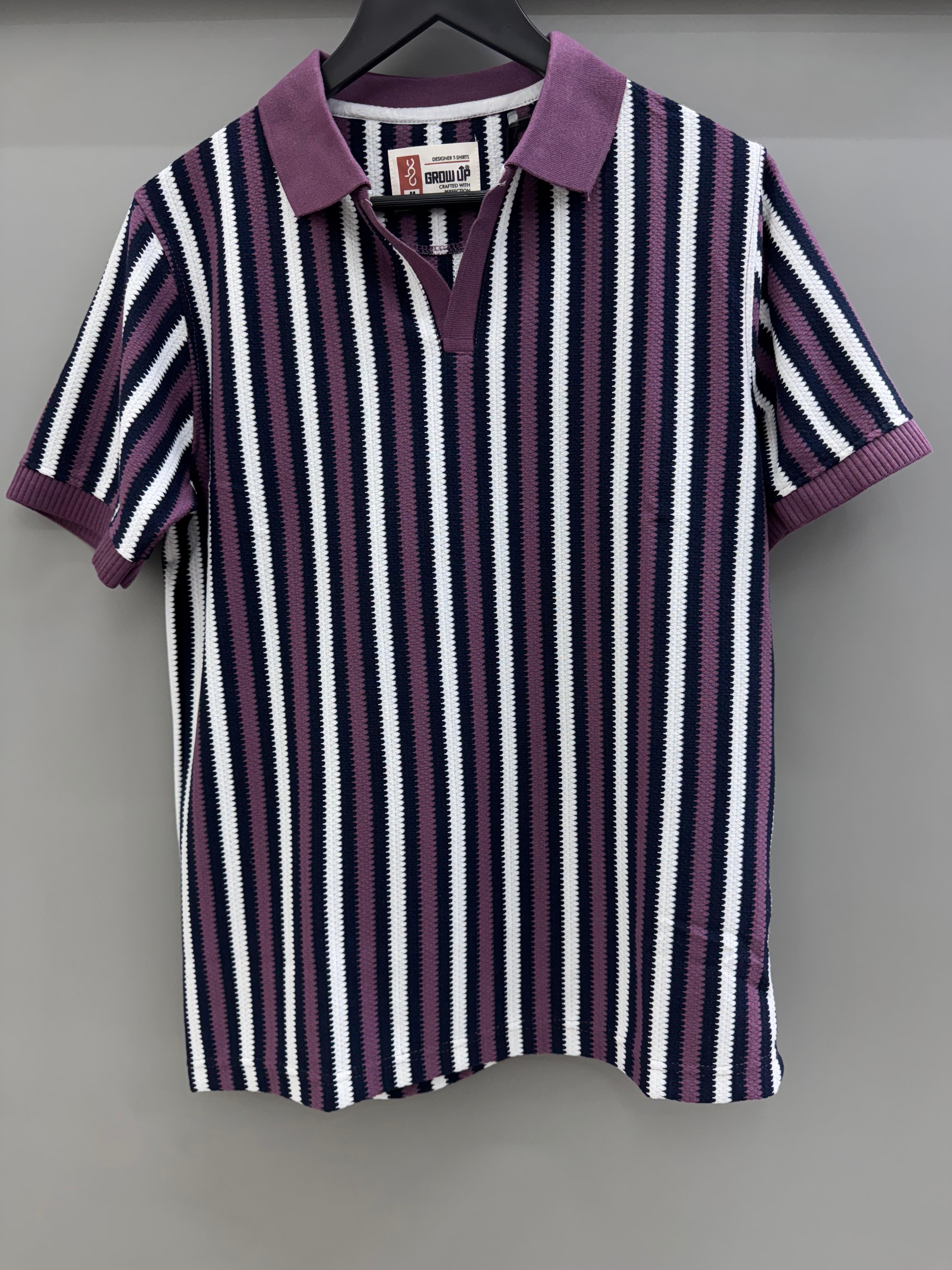 purple strip collar  H/S  T-shirts