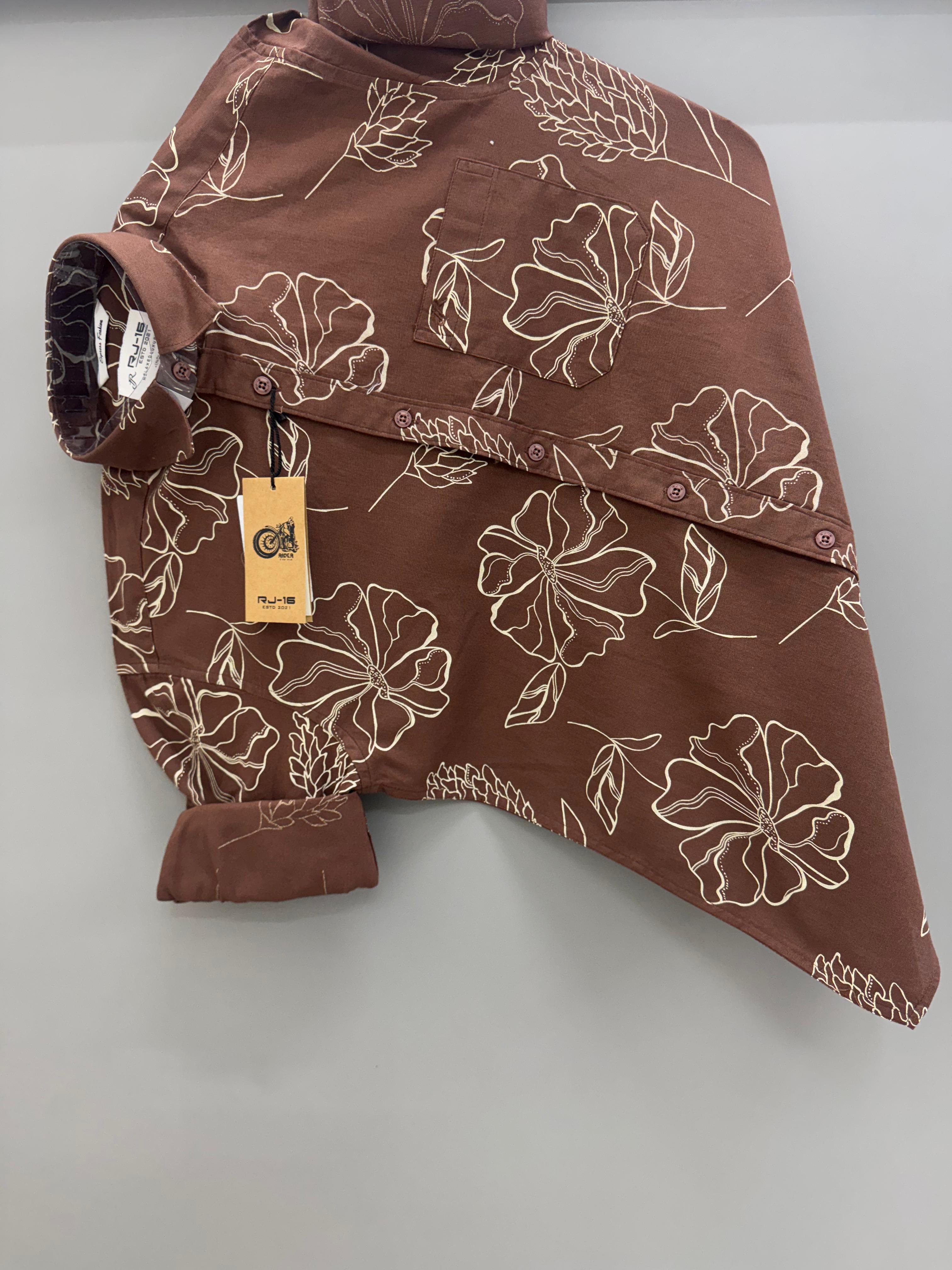 brown flower print