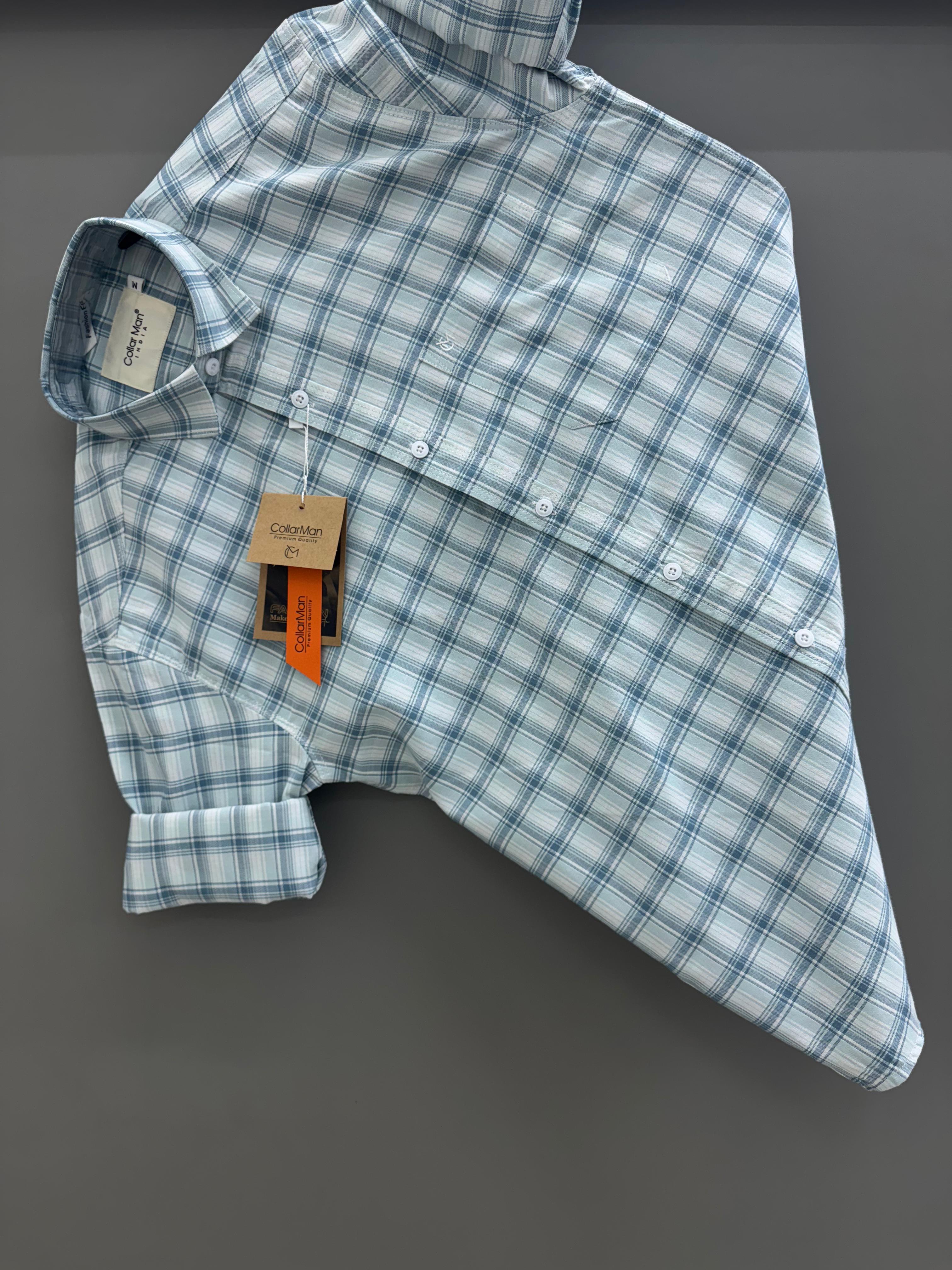 mint green check shirt