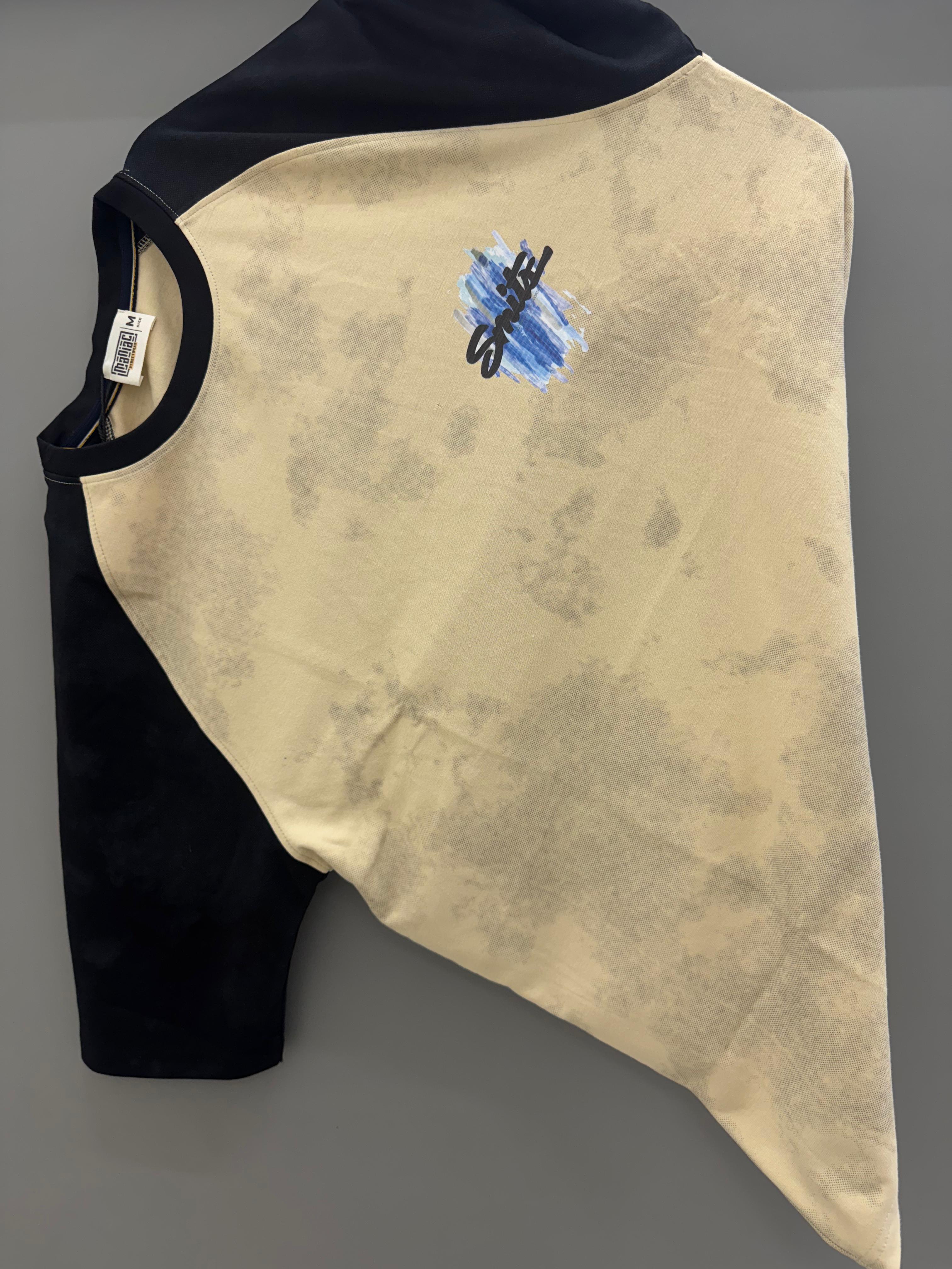 Drop Sholder cream black back Print