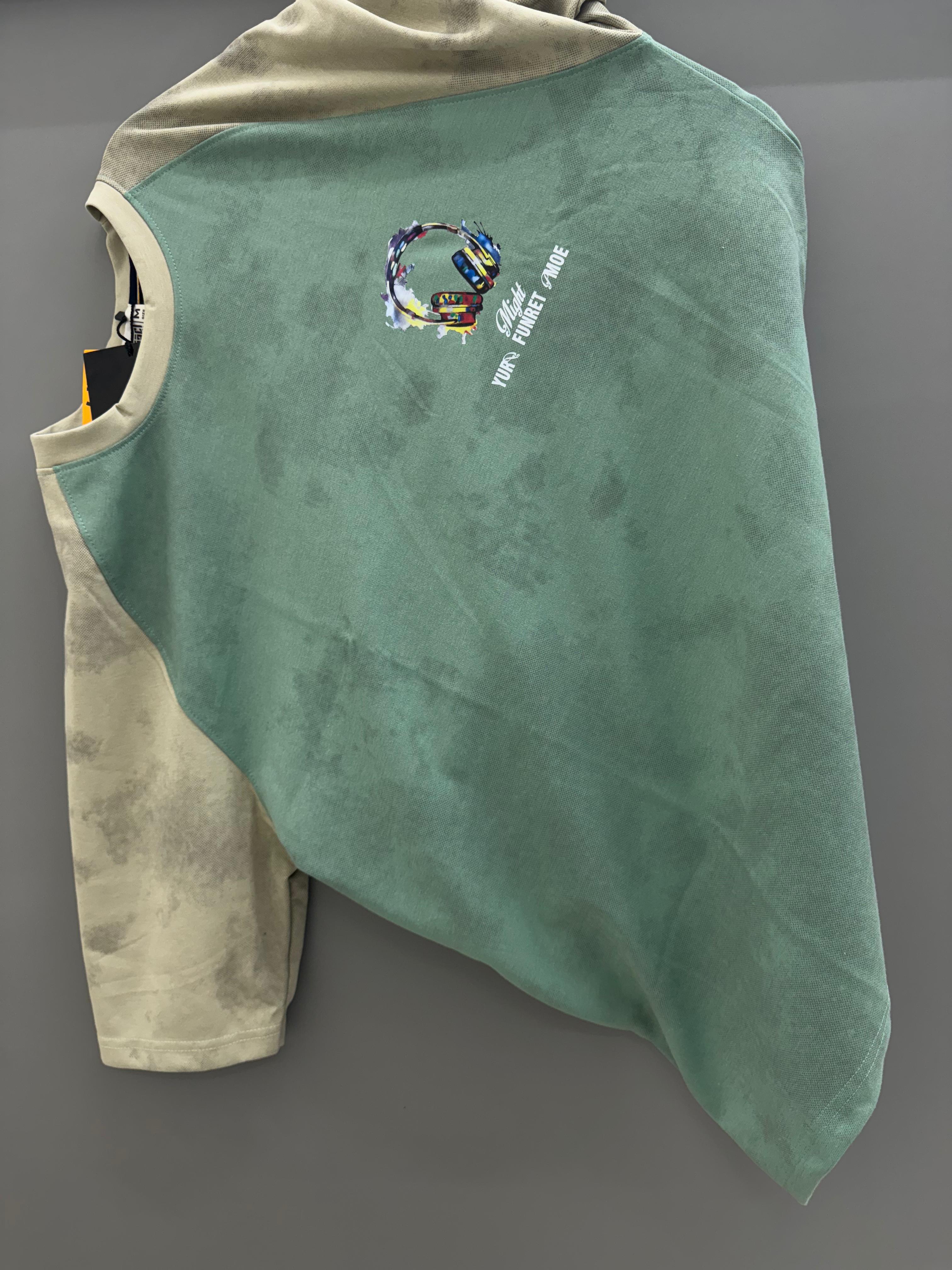 Drop Sholder green yellow back Print