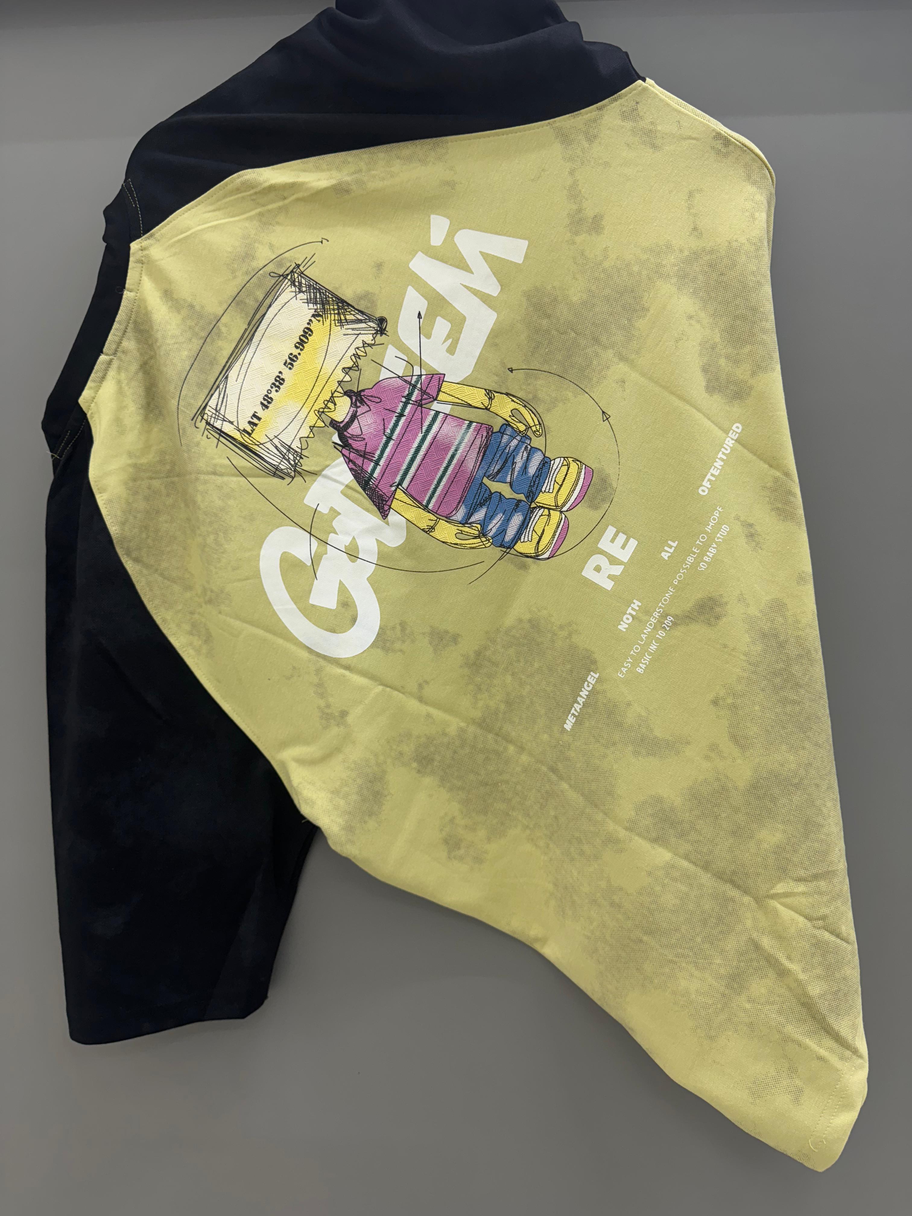 Drop Sholder yellow black back Print
