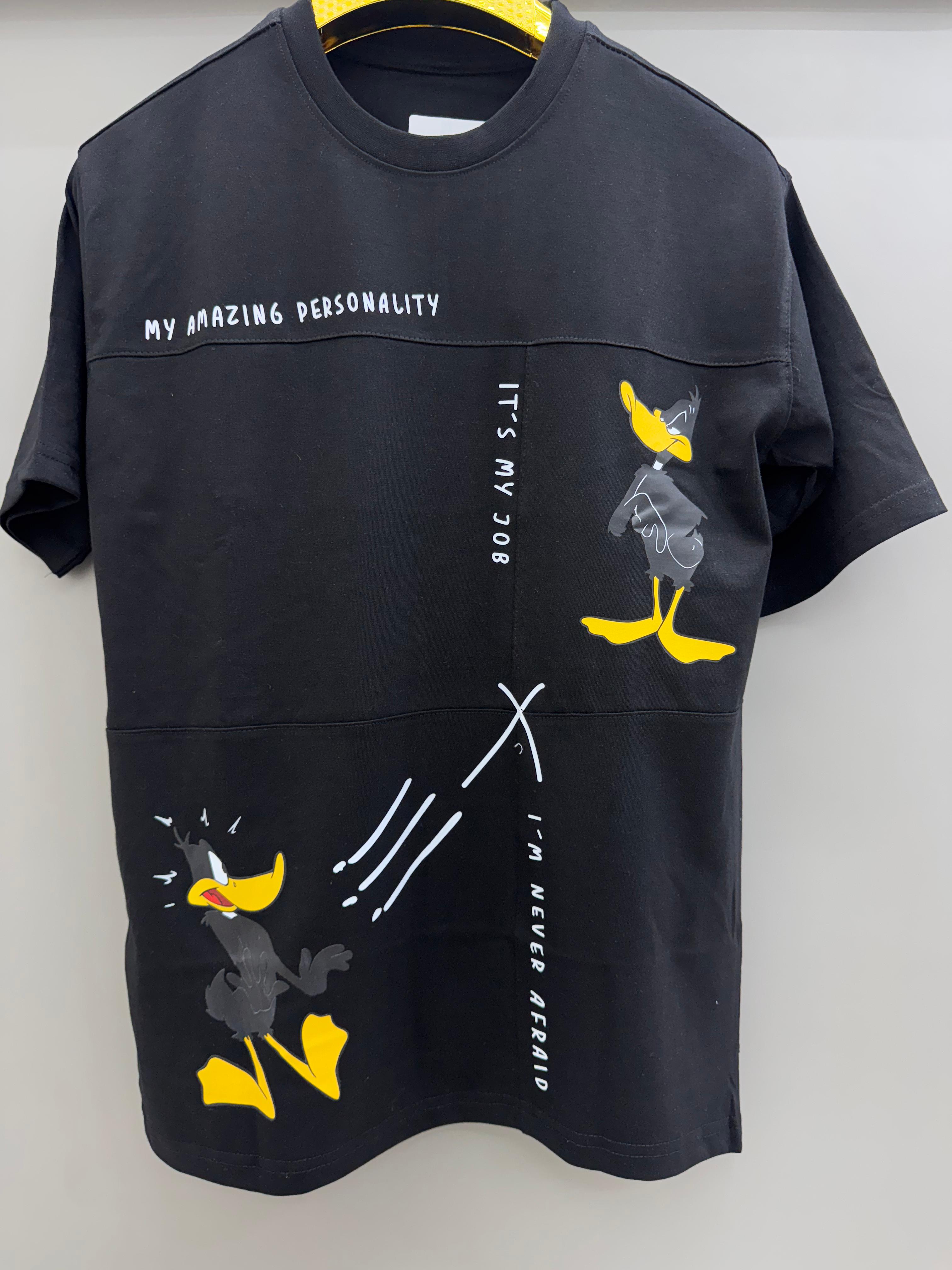 Round Neck black print T-shirts