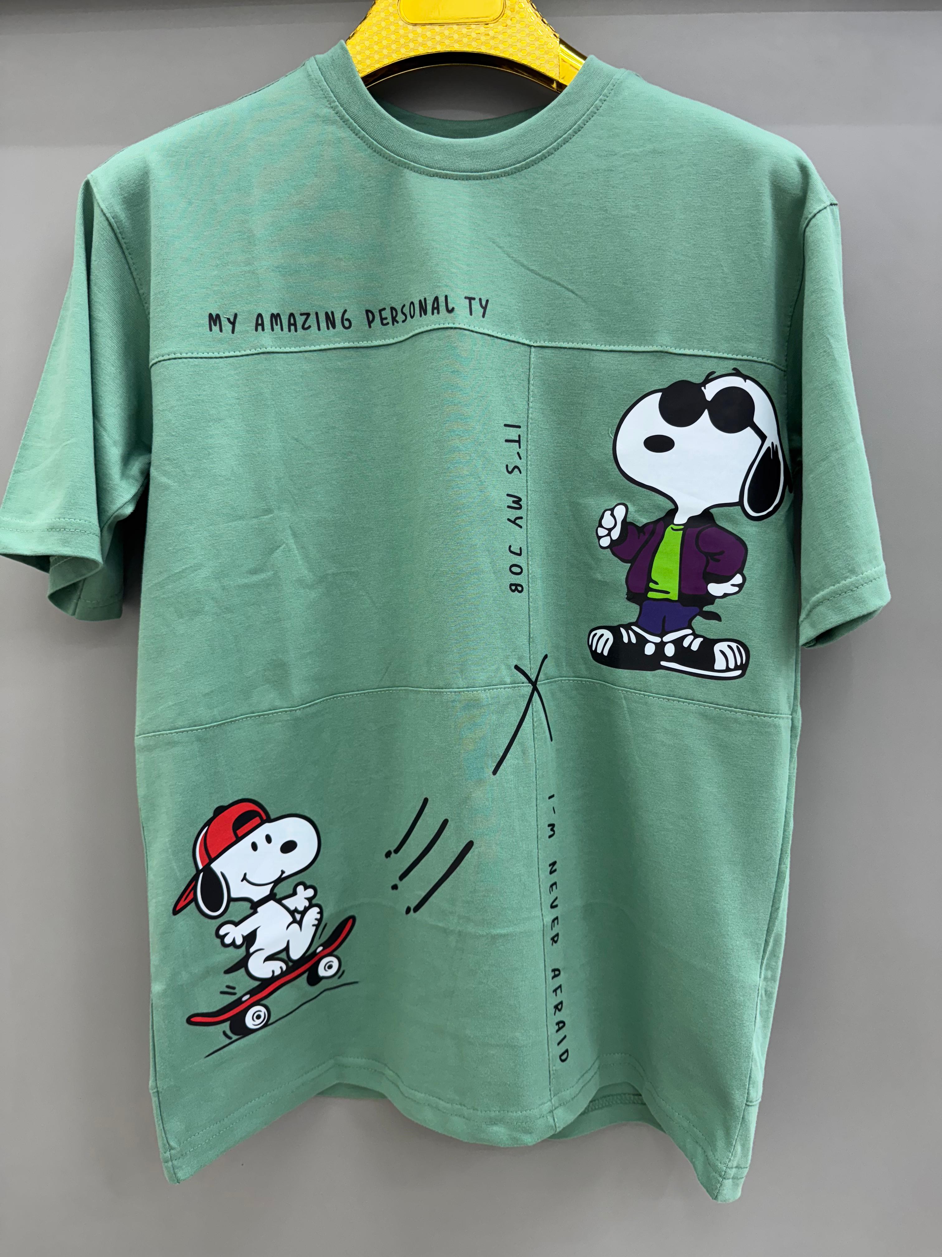 Round Neck green print T-shirts
