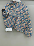 blue cream printed