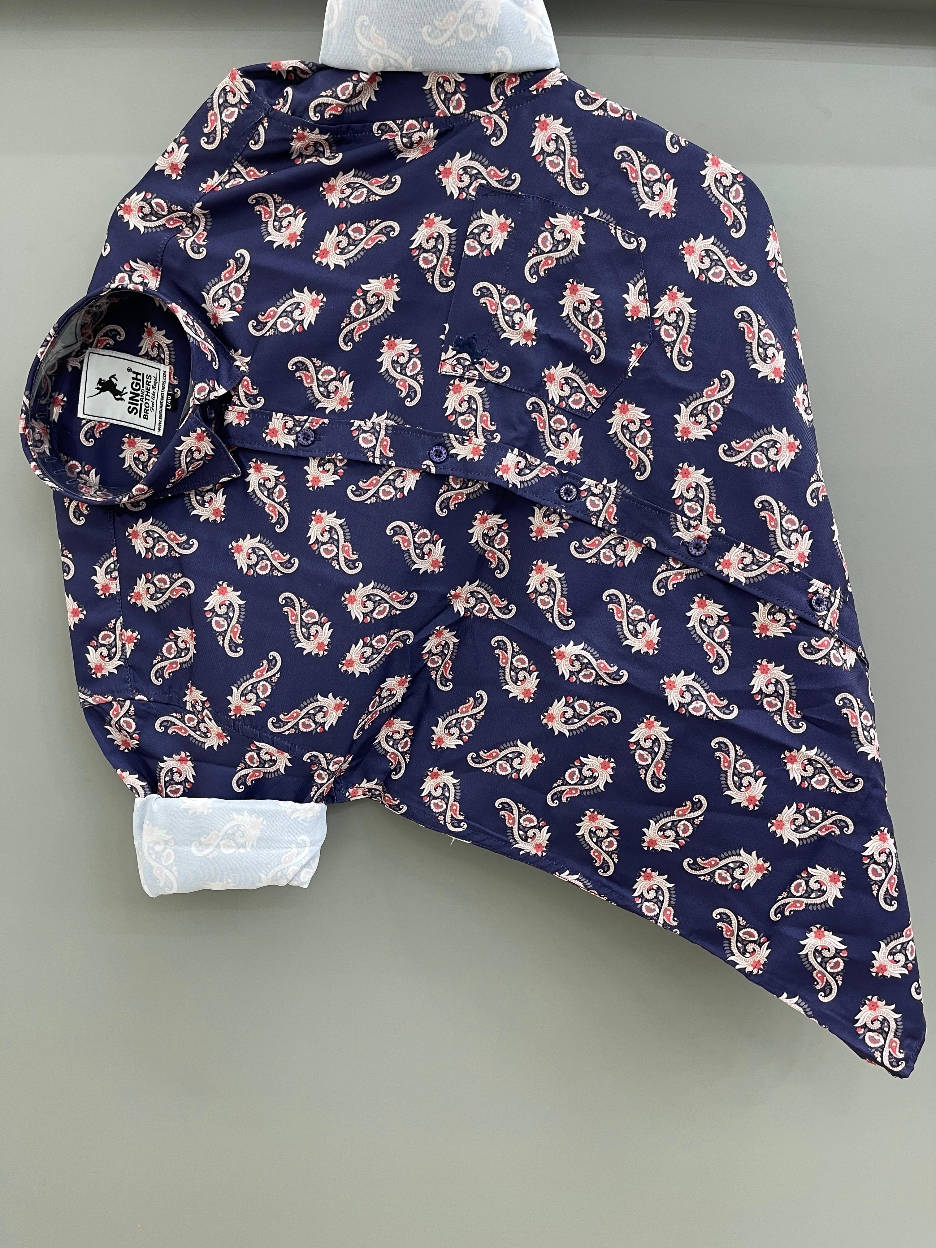 blue flower printed