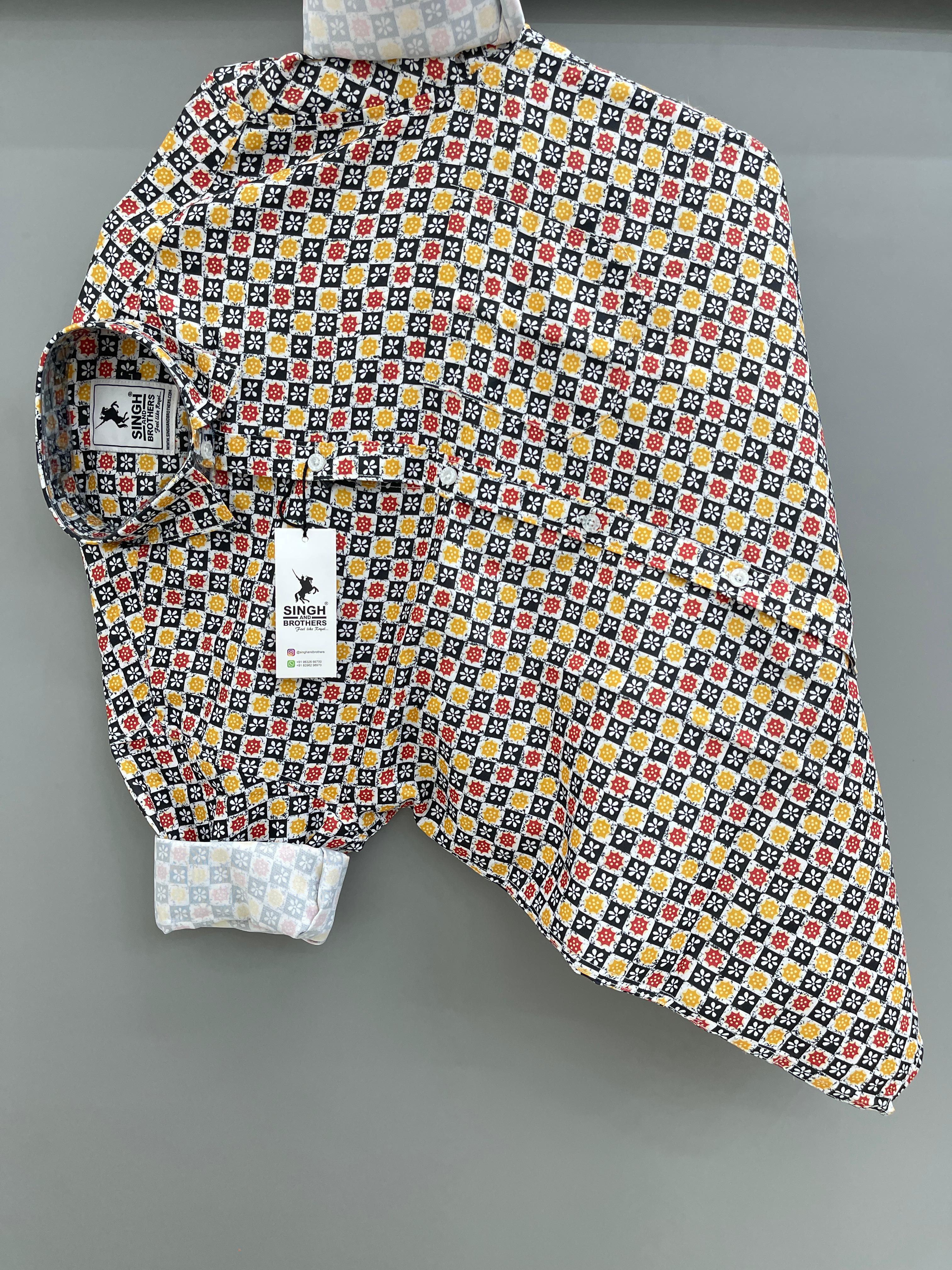 black yellow printed