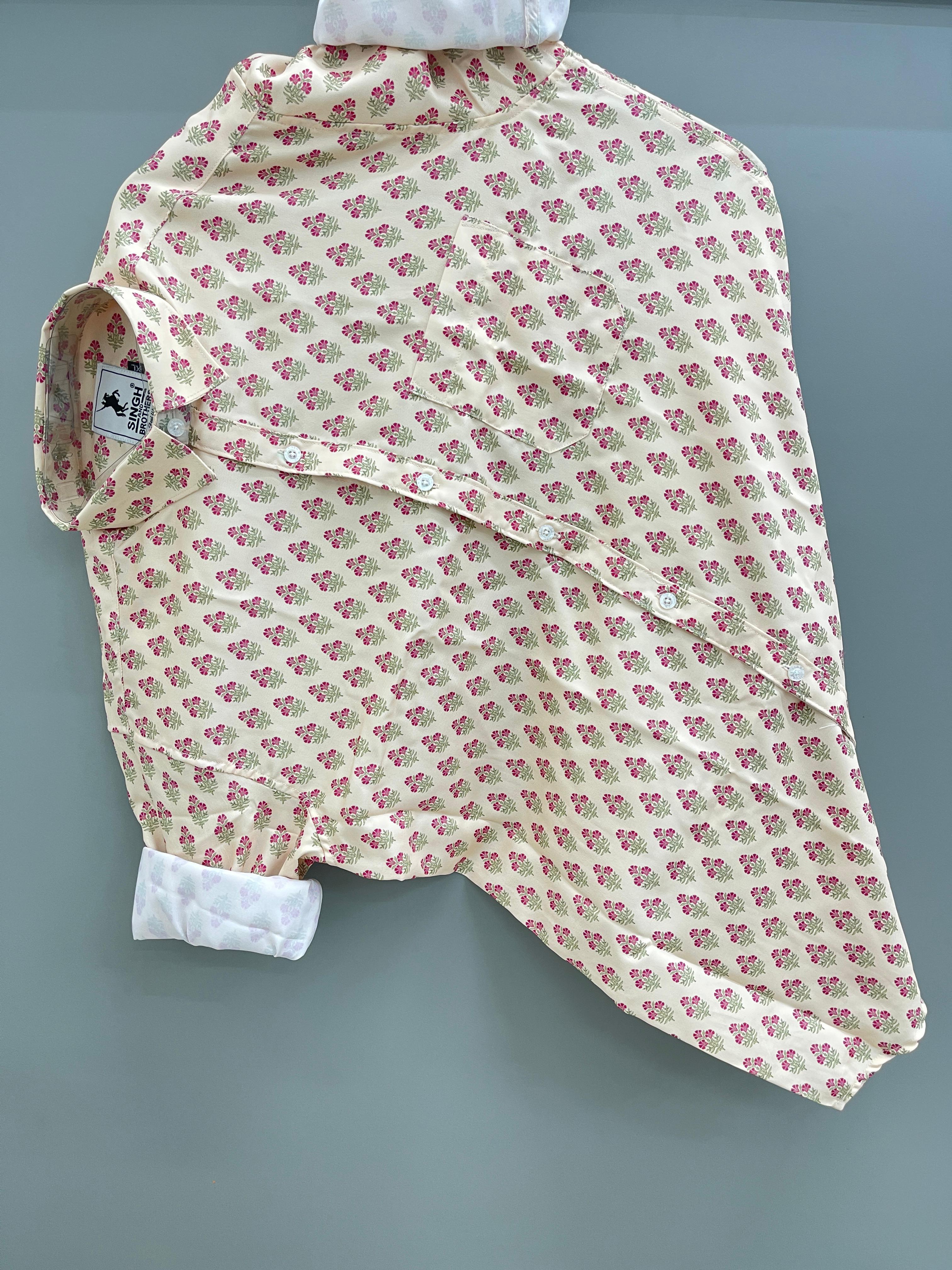flower cream printed
