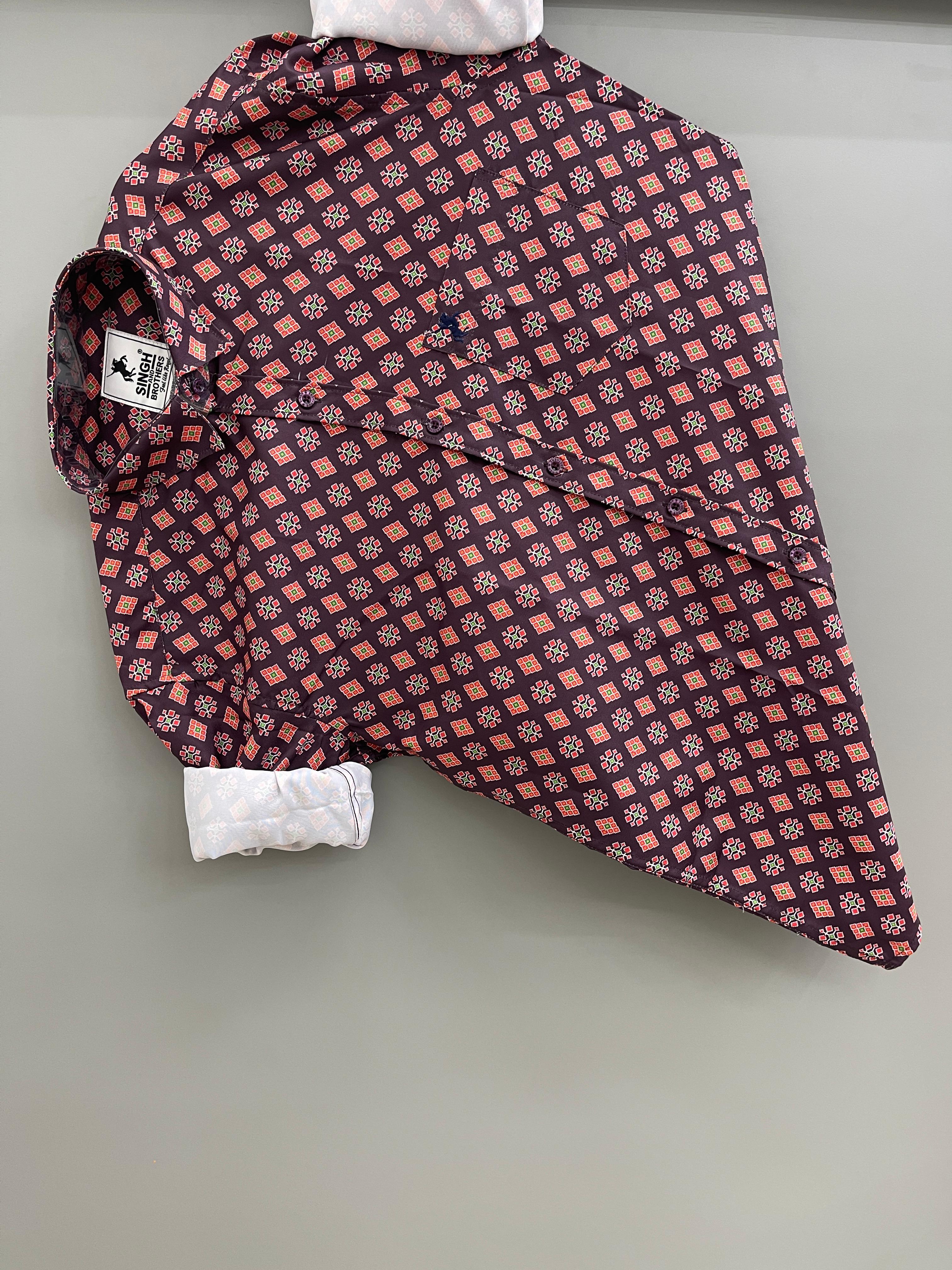 maroon printed