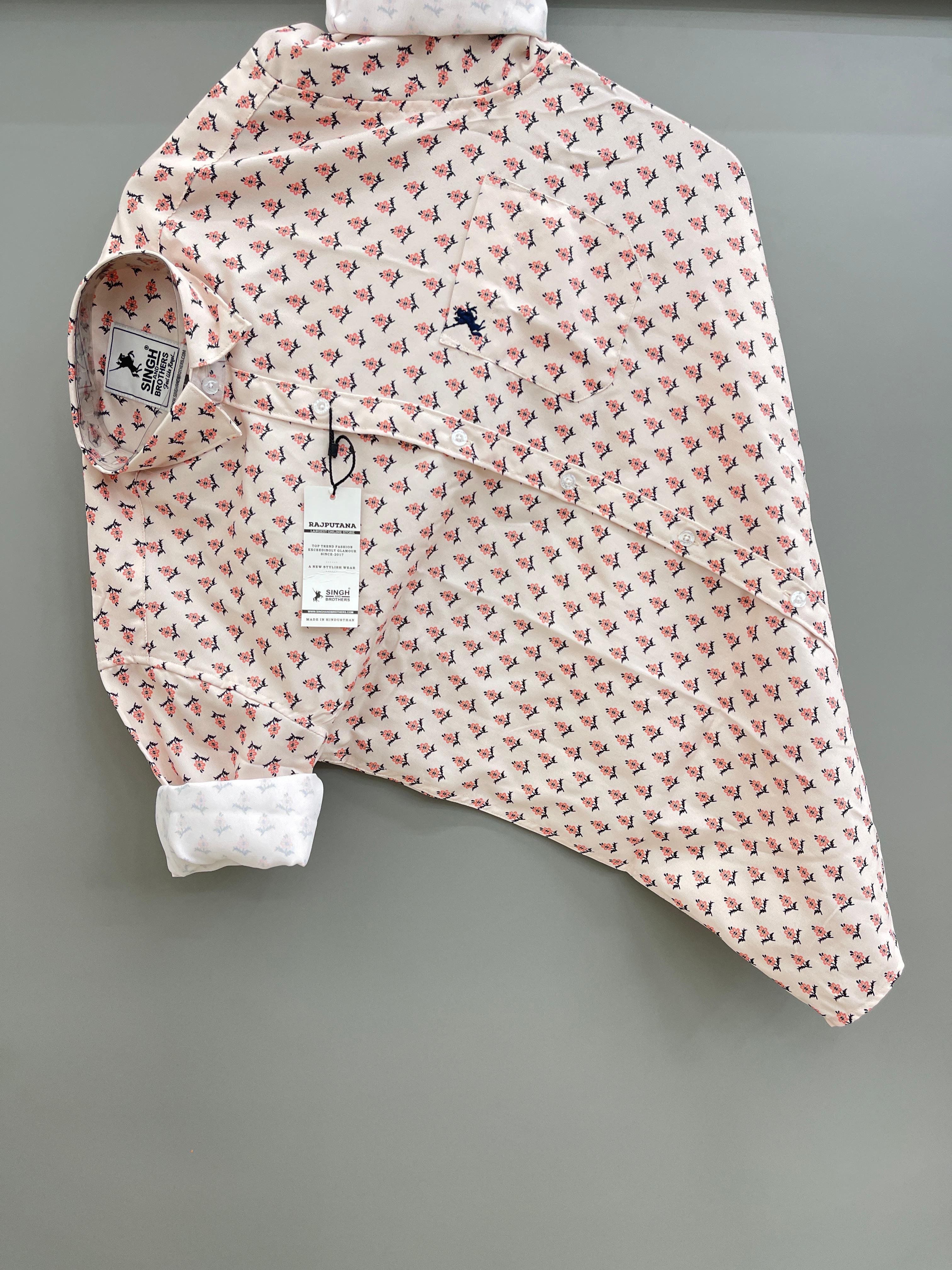 cream flower printed
