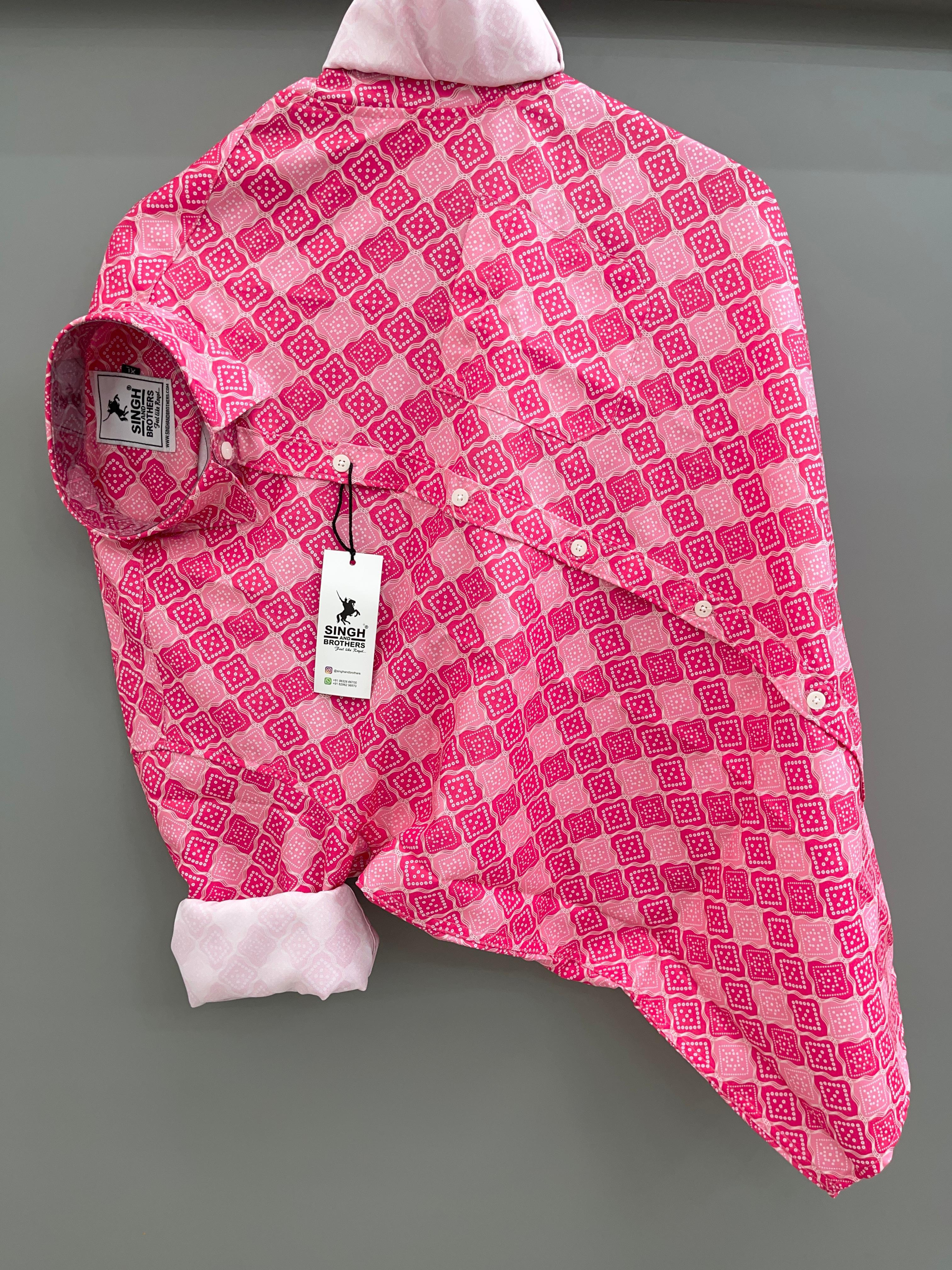 pink bandhni printed