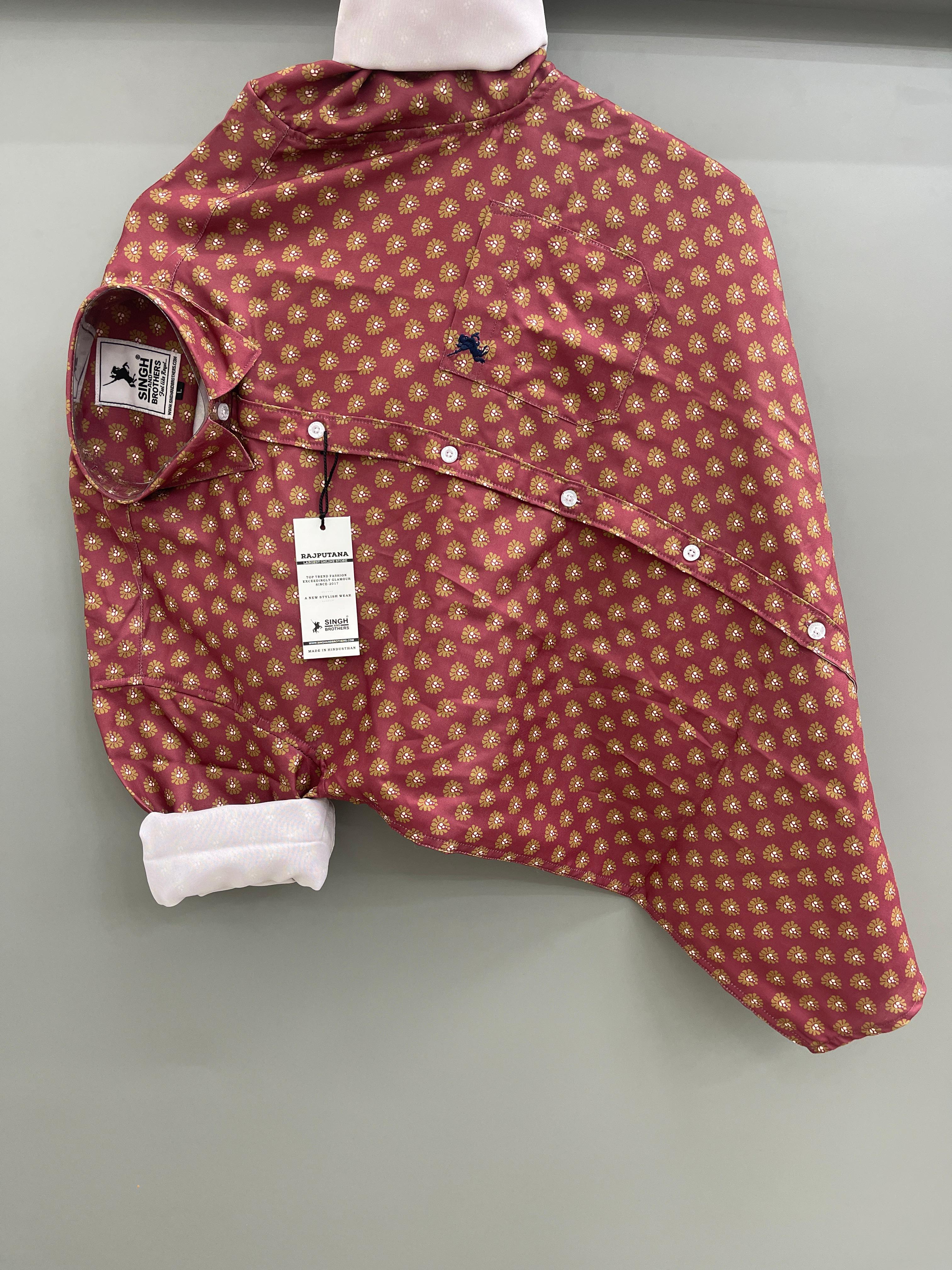 maroon printed