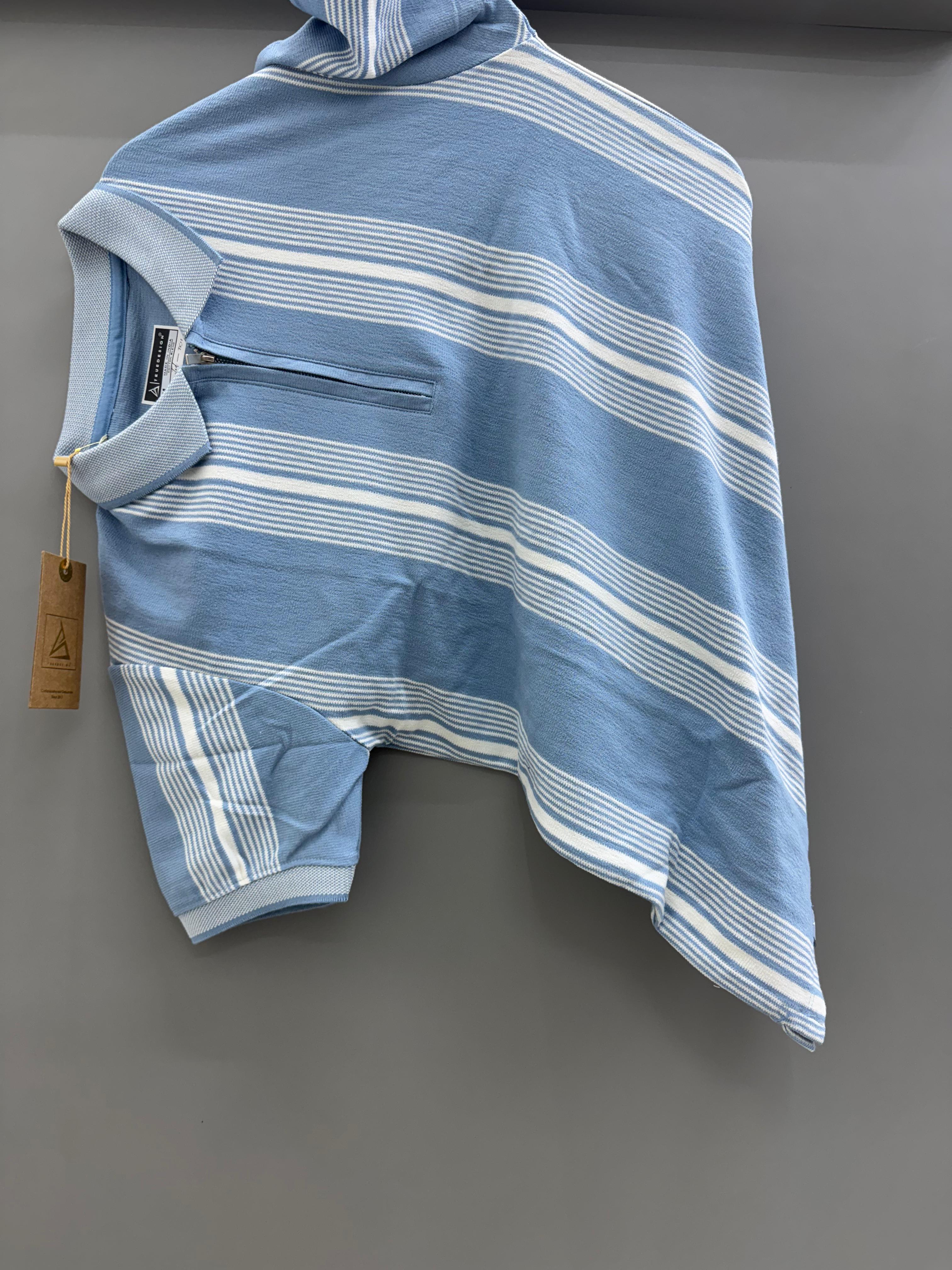 blue strip collar T-shirts
