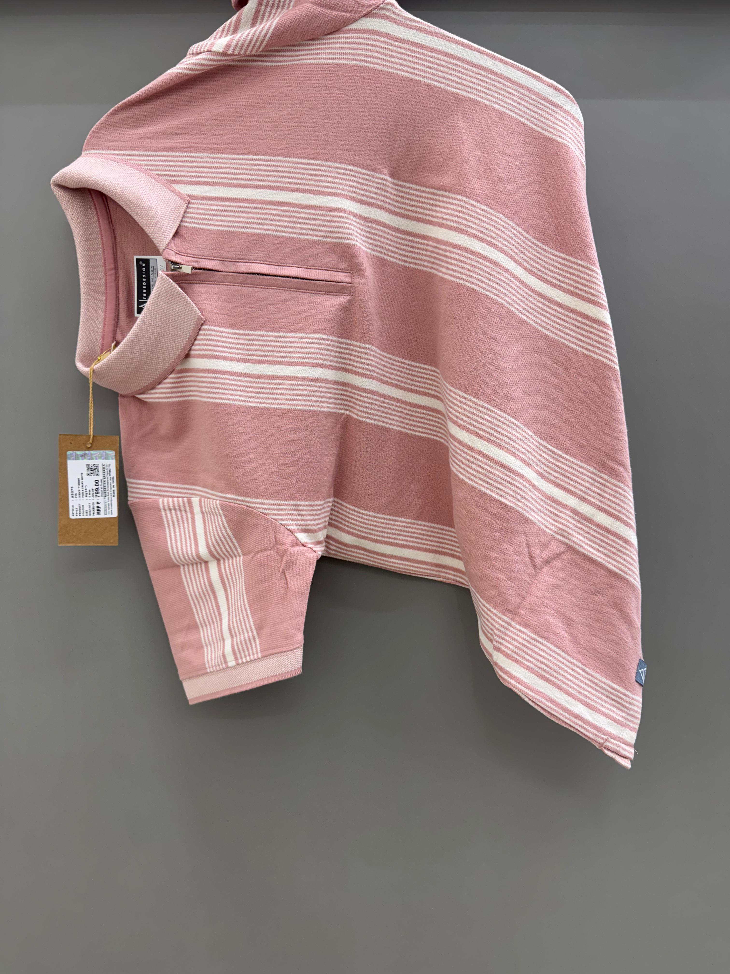 pink strip collar T-shirts