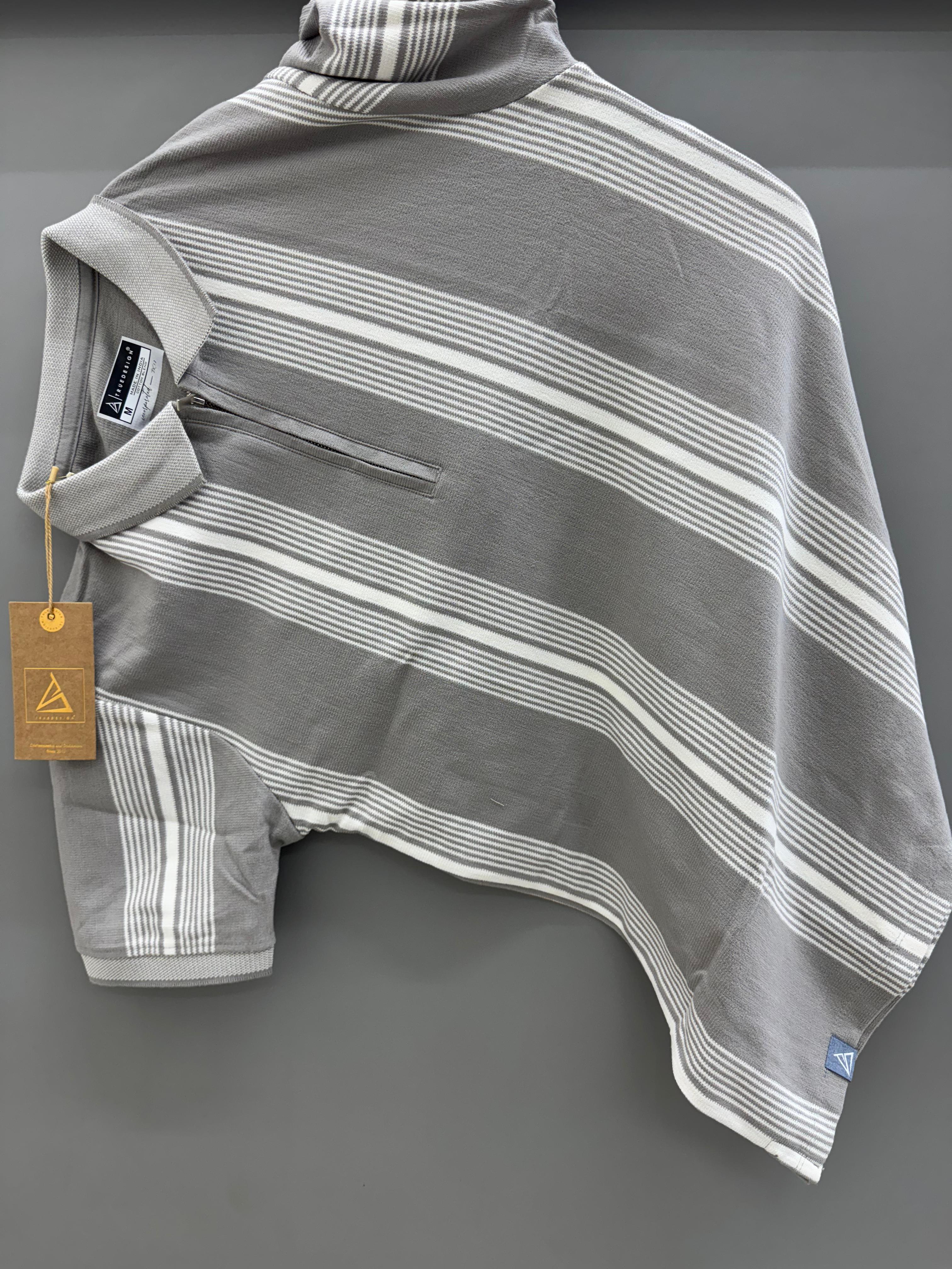 grey strip collar T-shirts
