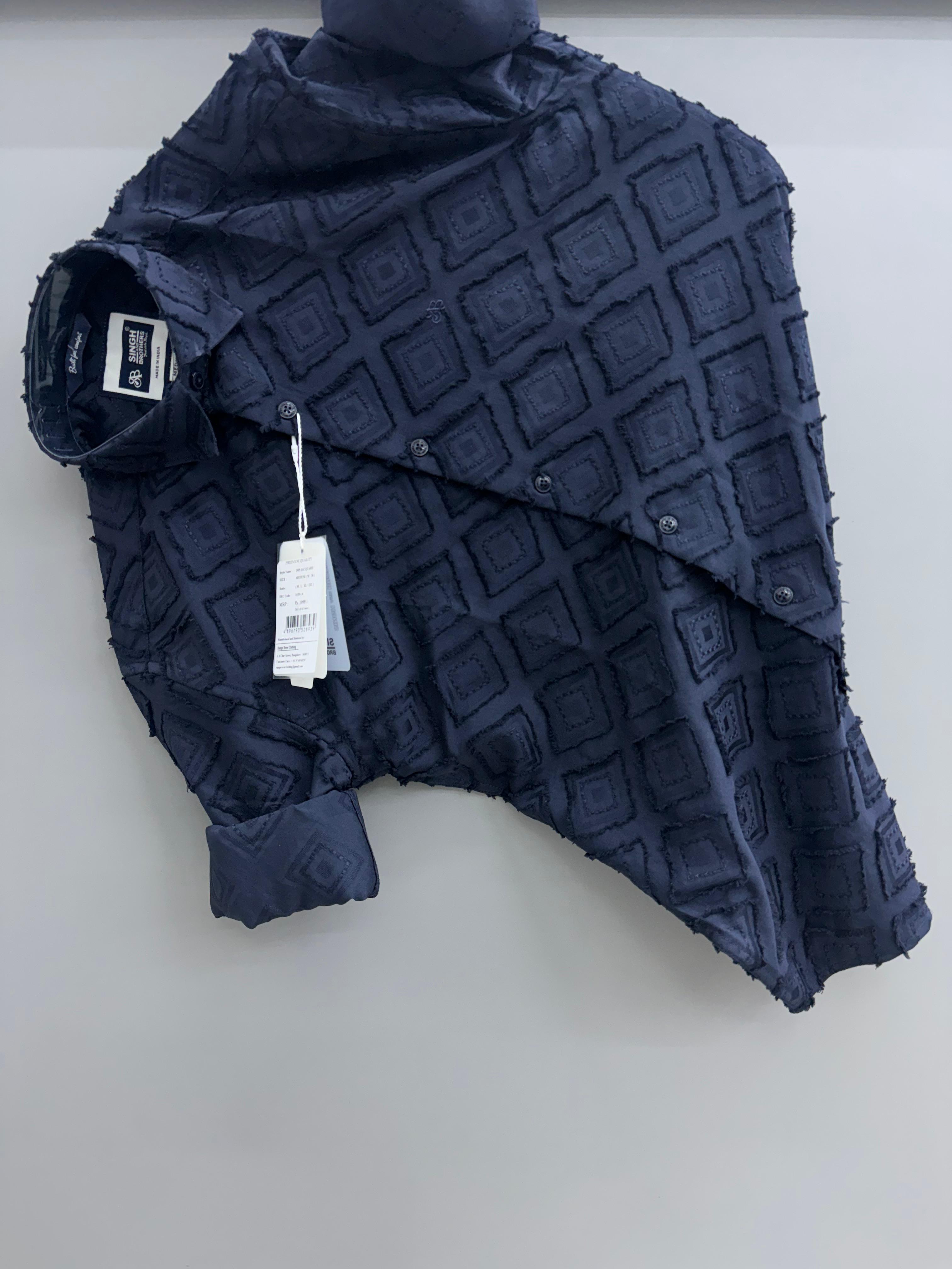 Imported jacquard Navy Blue Box