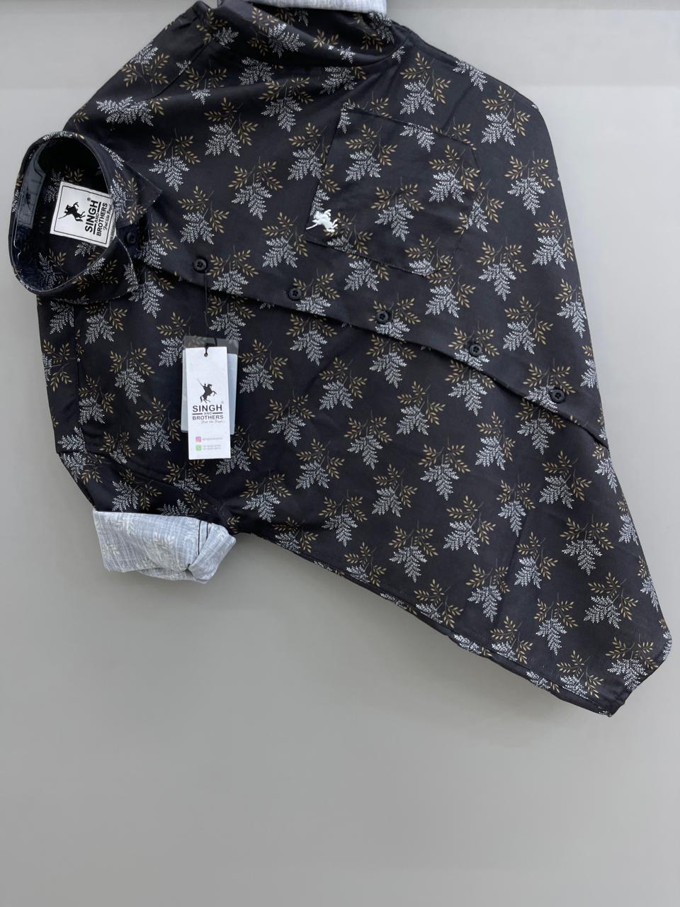 black leaf printed