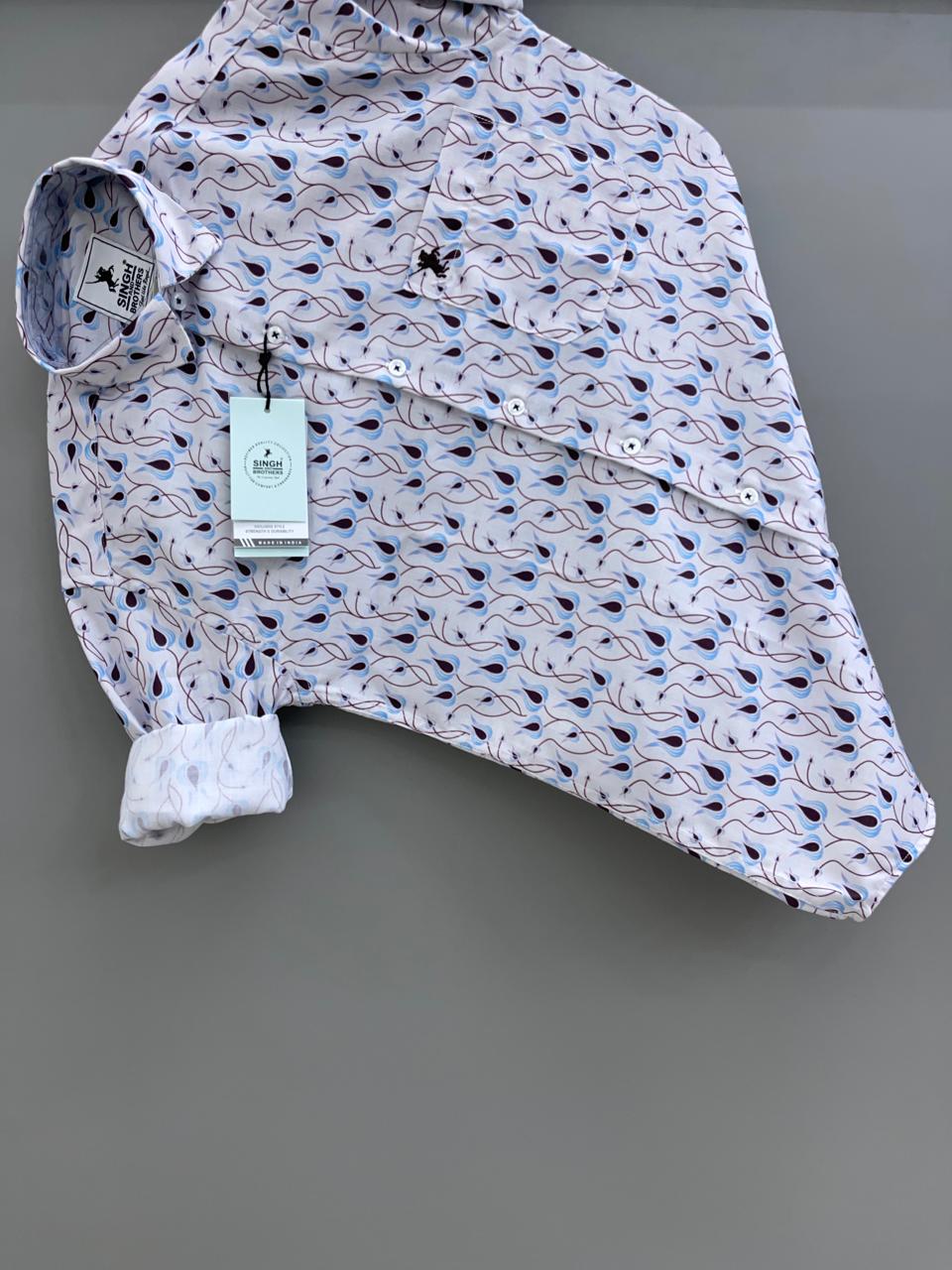 white blue printed