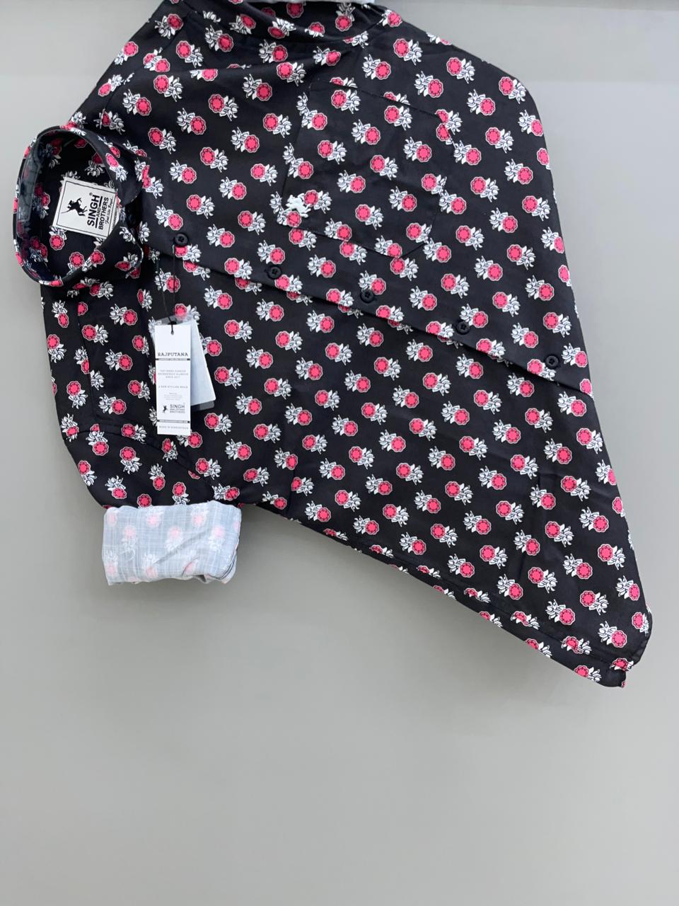 black flower printed