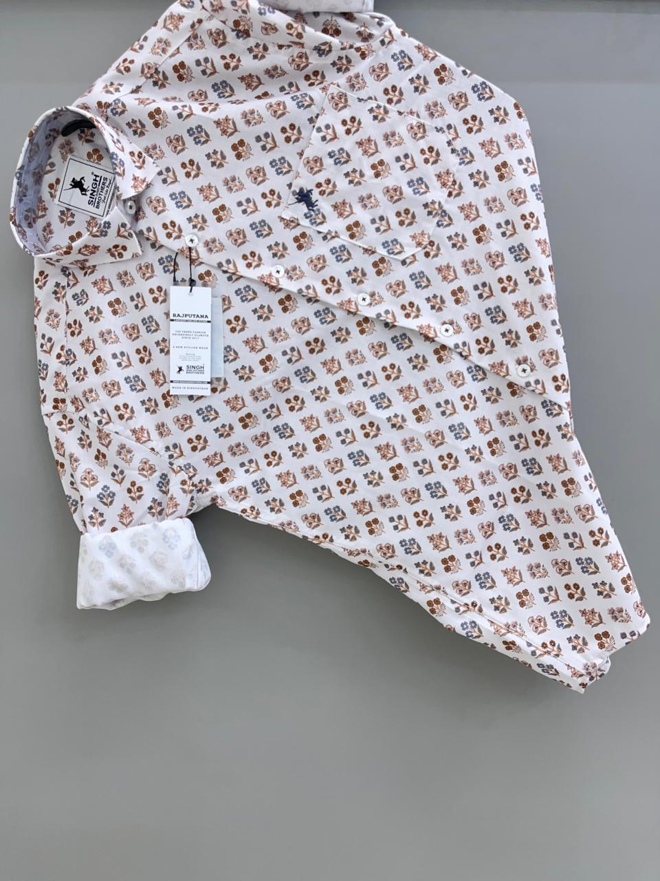 white brown printed