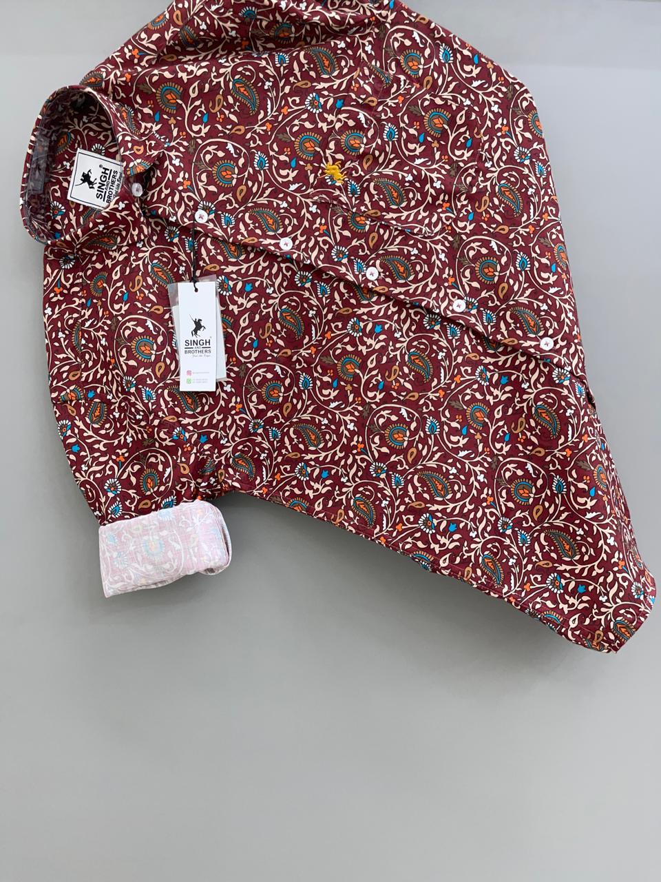 maroon printed