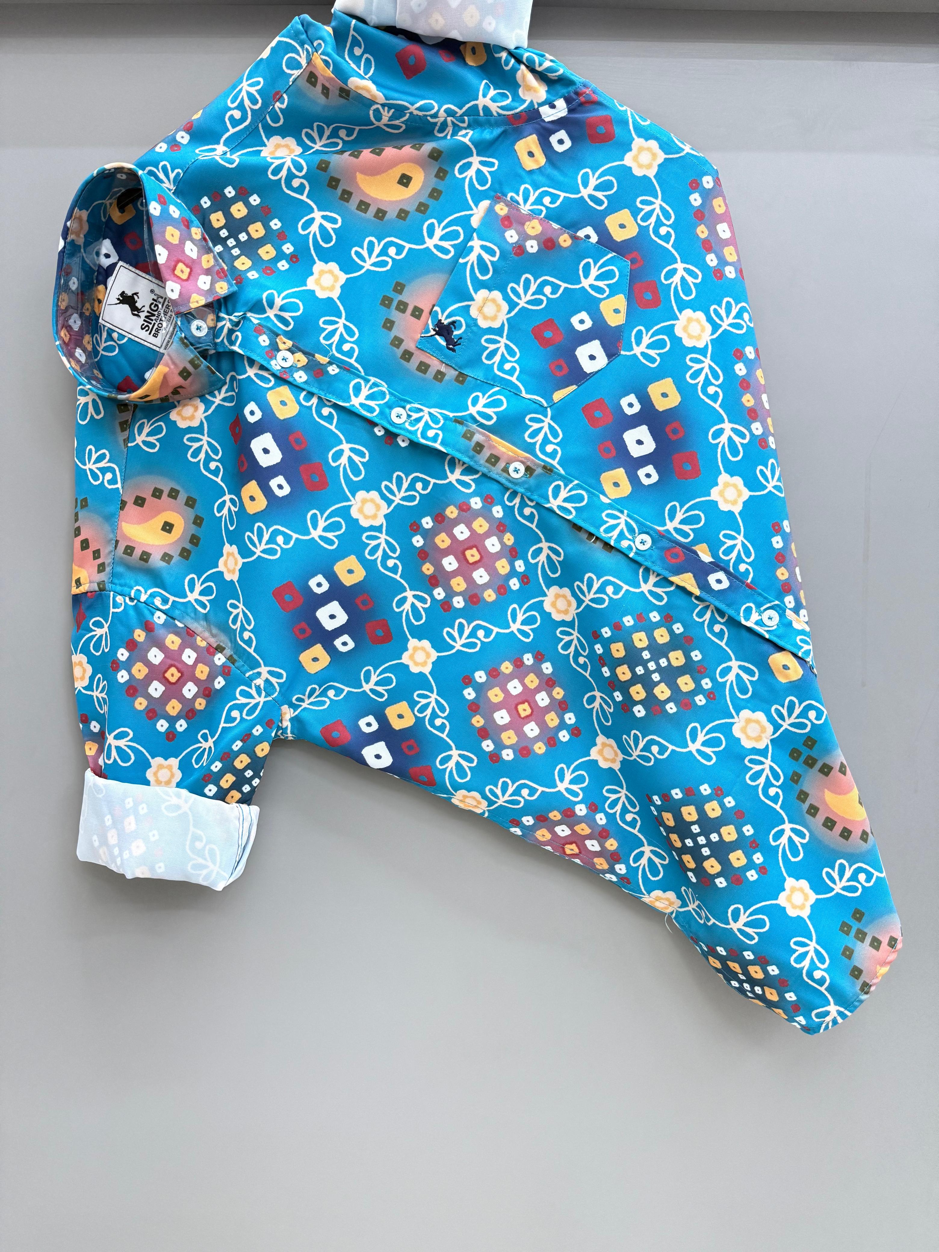 Blue bandhani printed