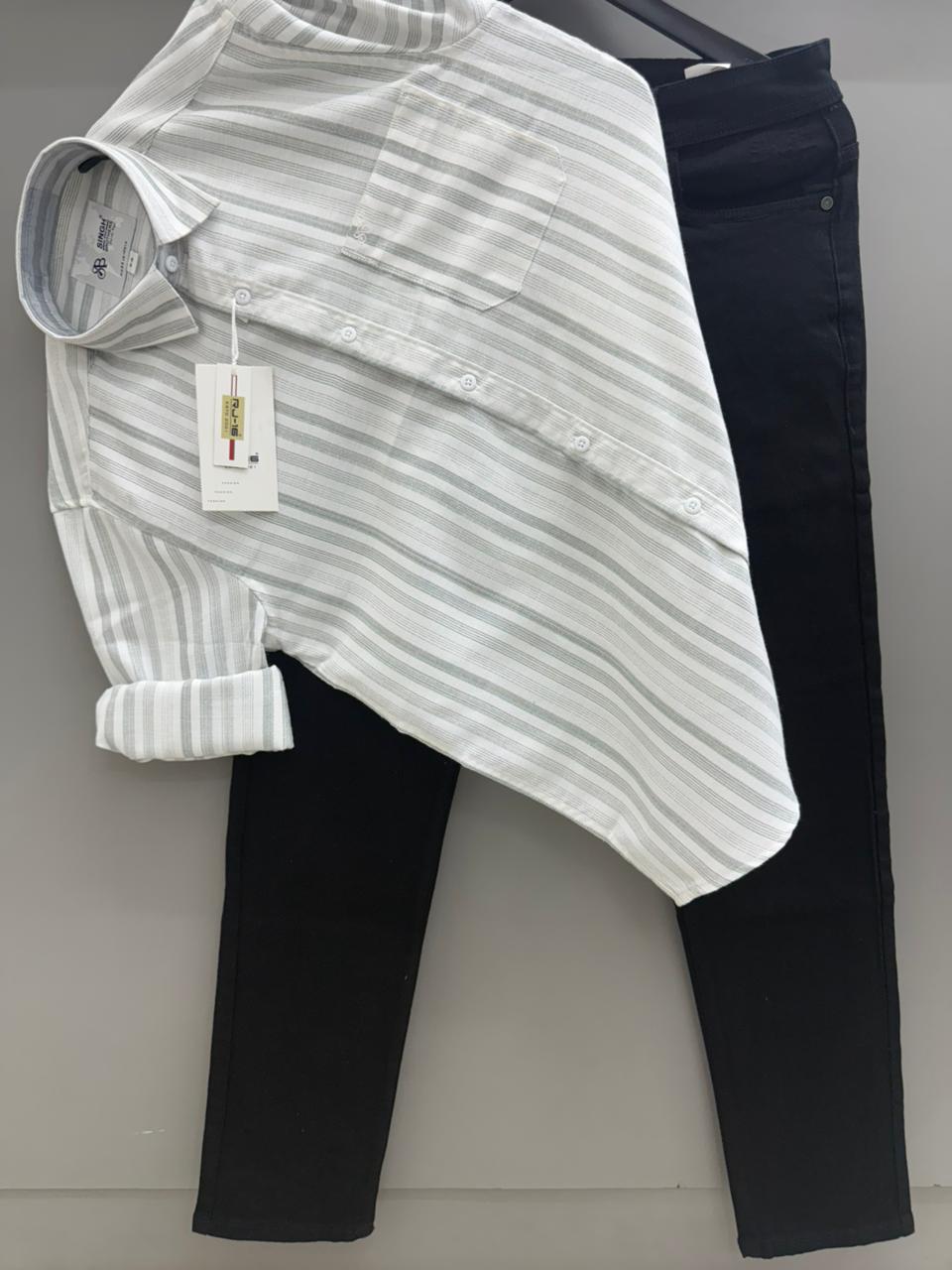 Linen Strip Shirt With jeans pant