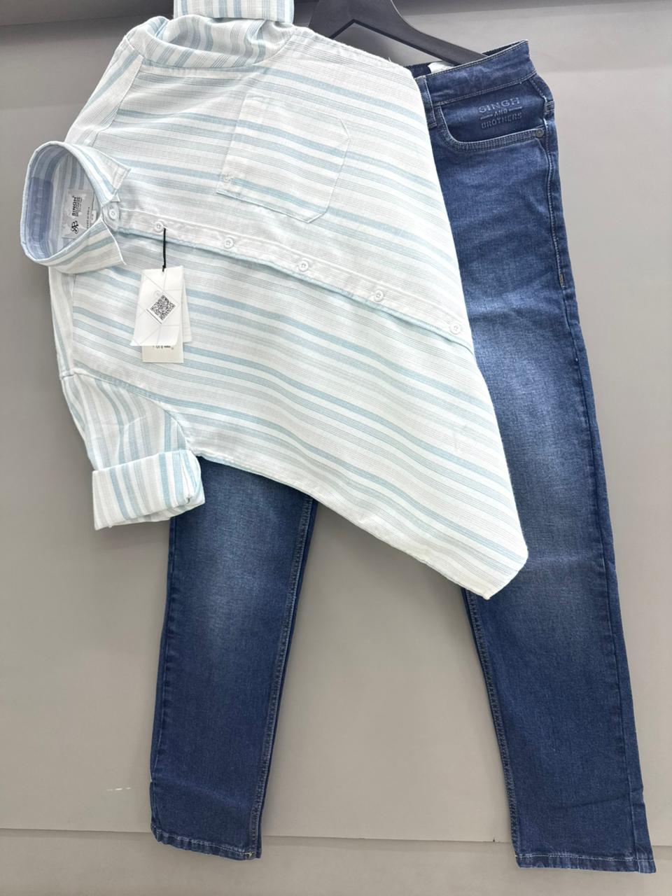 Linen Strip Shirt With jeans pant