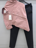 Dusty Rose Cotton Oxford Shirt With Black Formal Pant