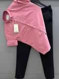 Rose pink Cotton Oxford Shirt With Black Formal Pant