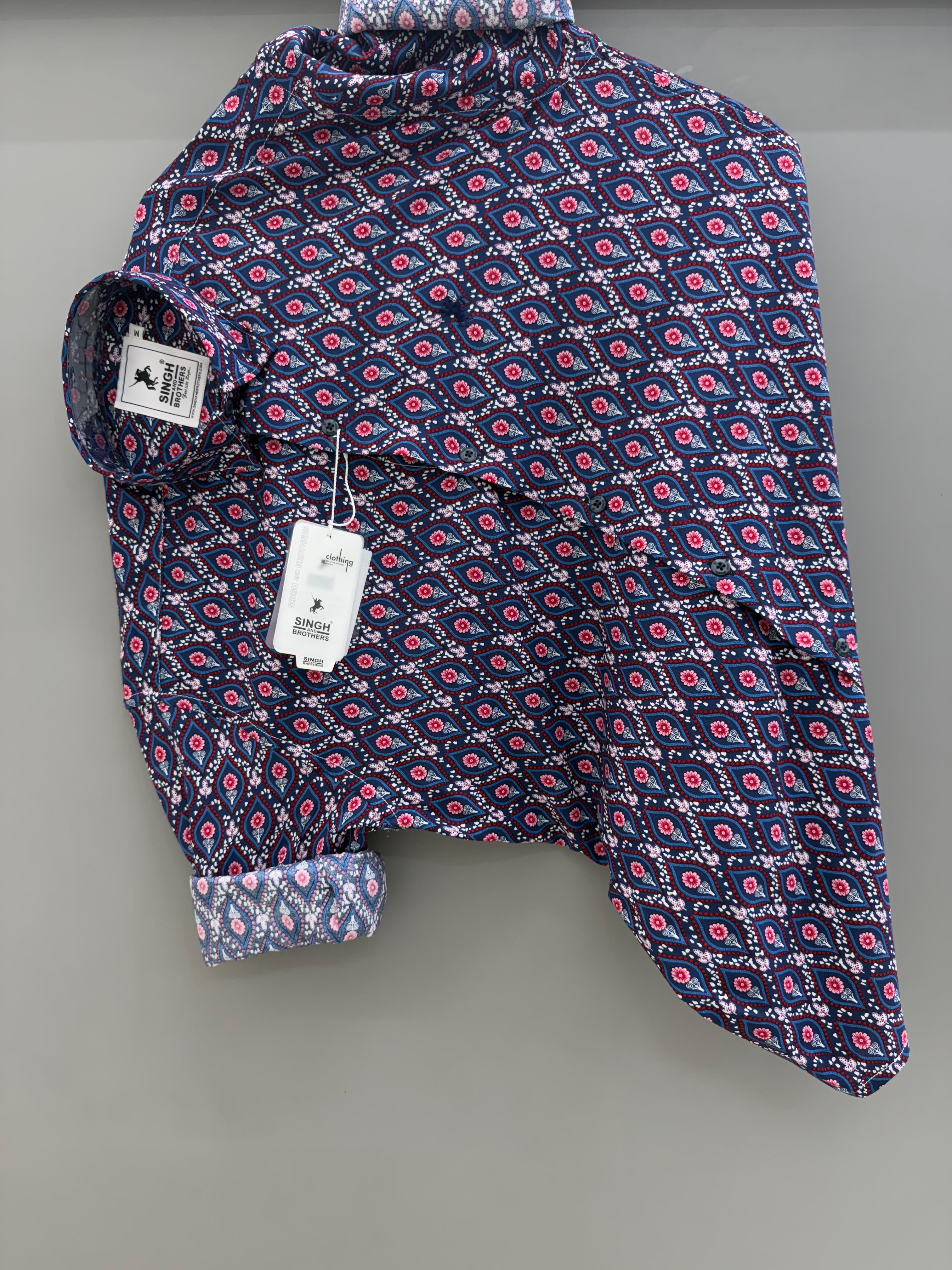 Rayon Bue Flower Printed